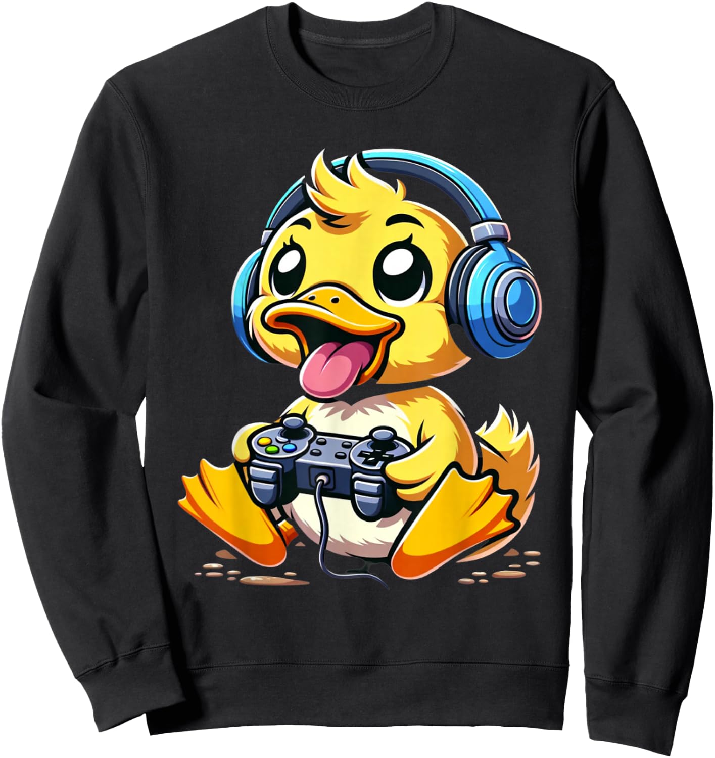 Funny Duck Gamer Gaming Ducks Video Game , Small, Black Sweatshirt - Sweatshirt | Black