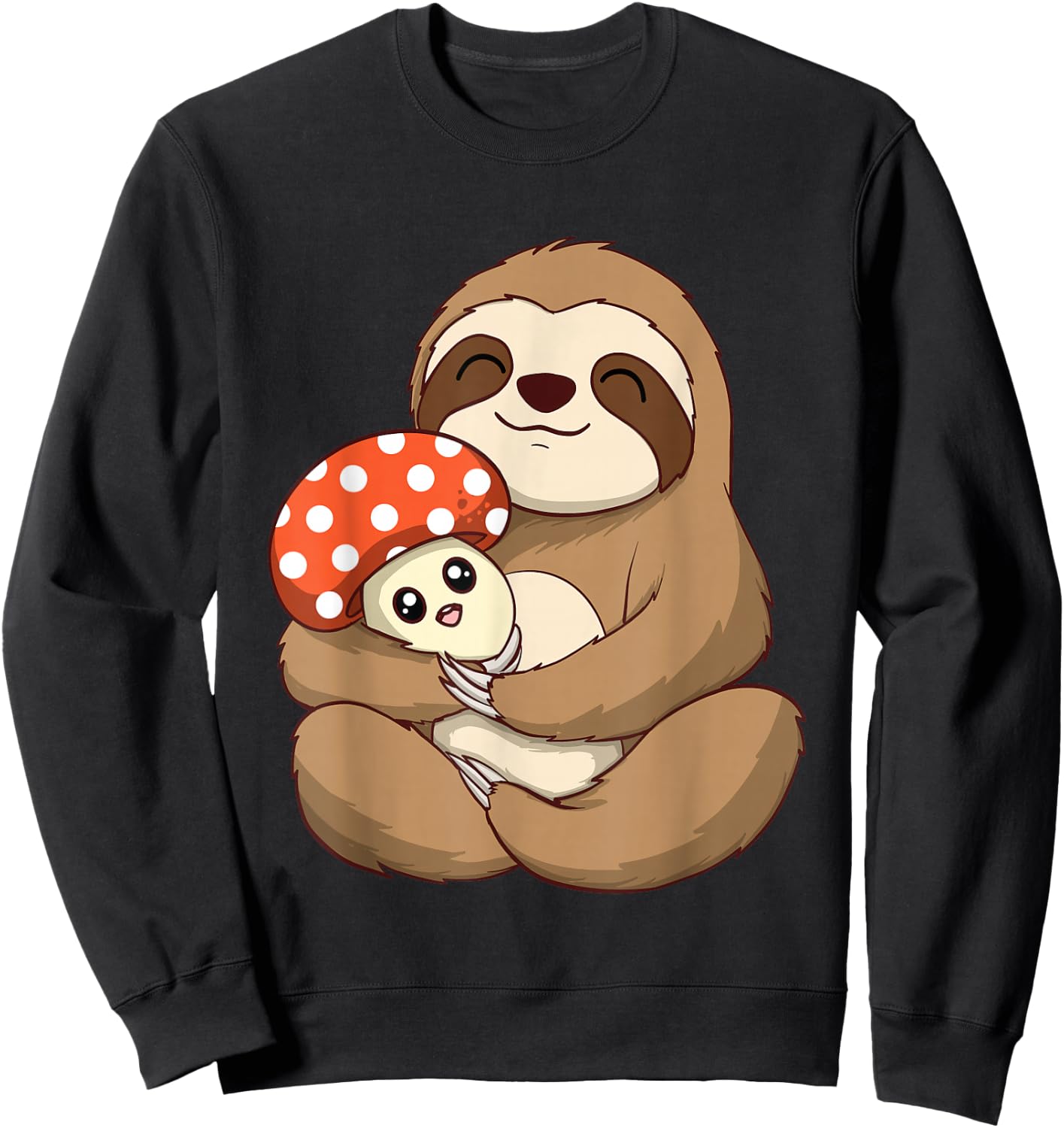 Hugging Sloth And Mushroom - Zookeeper Wildlife Animal Lover Sweatshirt - Sweatshirt | Black