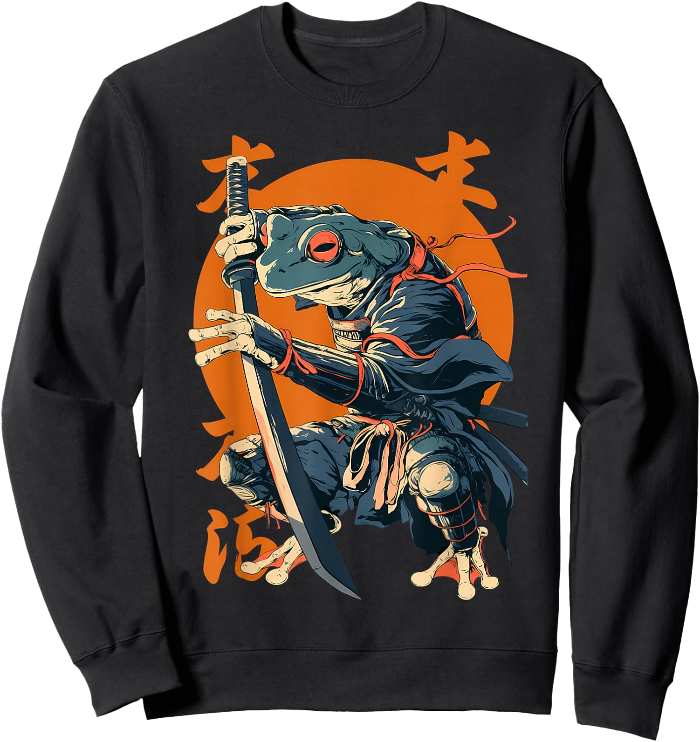 Samurai Frog Japanese Kanji Samurai Frog Sweatshirt - Sweatshirt | Black