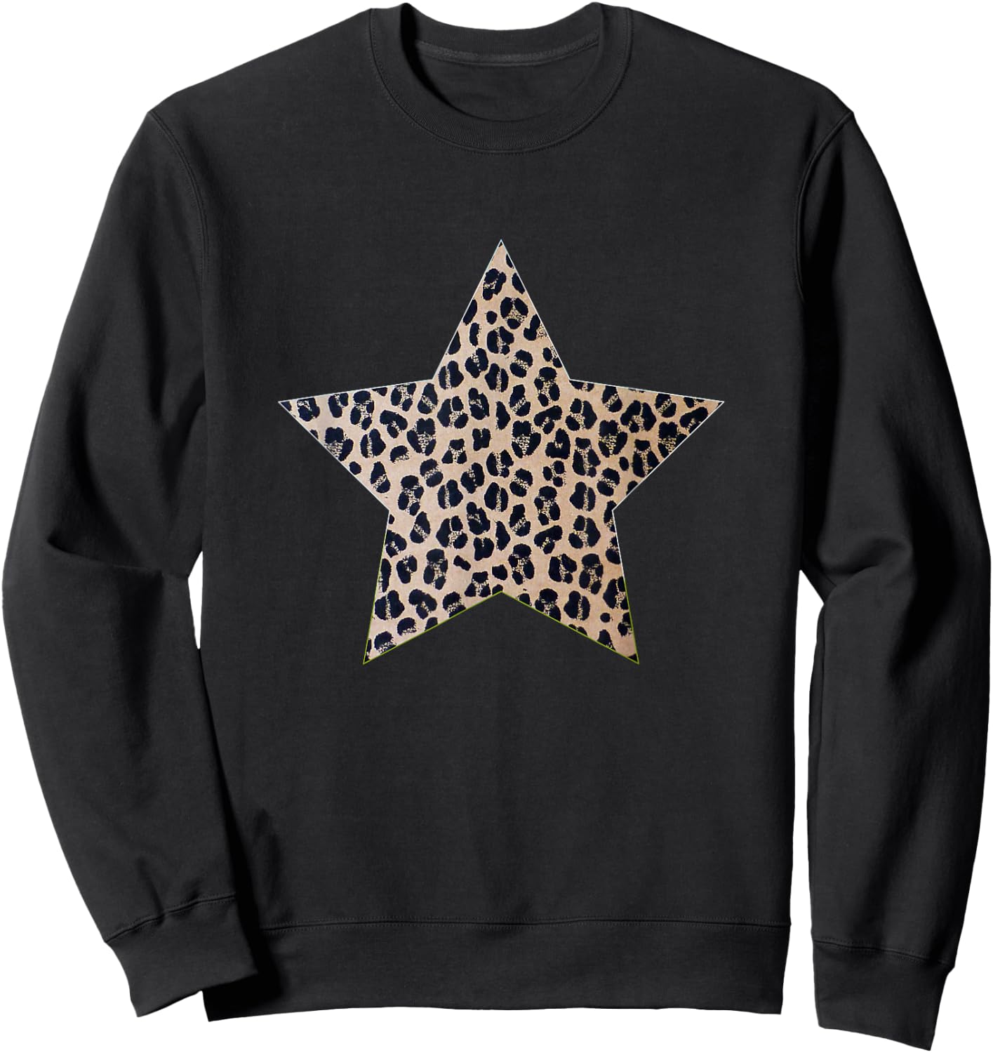 Star Shape - Cute Cheetah Leopard Print Graphic Sweatshirt - Sweatshirt | Black