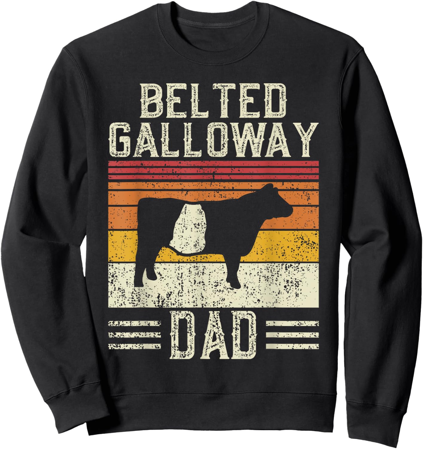 Best Cow Dad Men - Vintage Cattle Belted Galloway Sweatshirt - Sweatshirt | Black