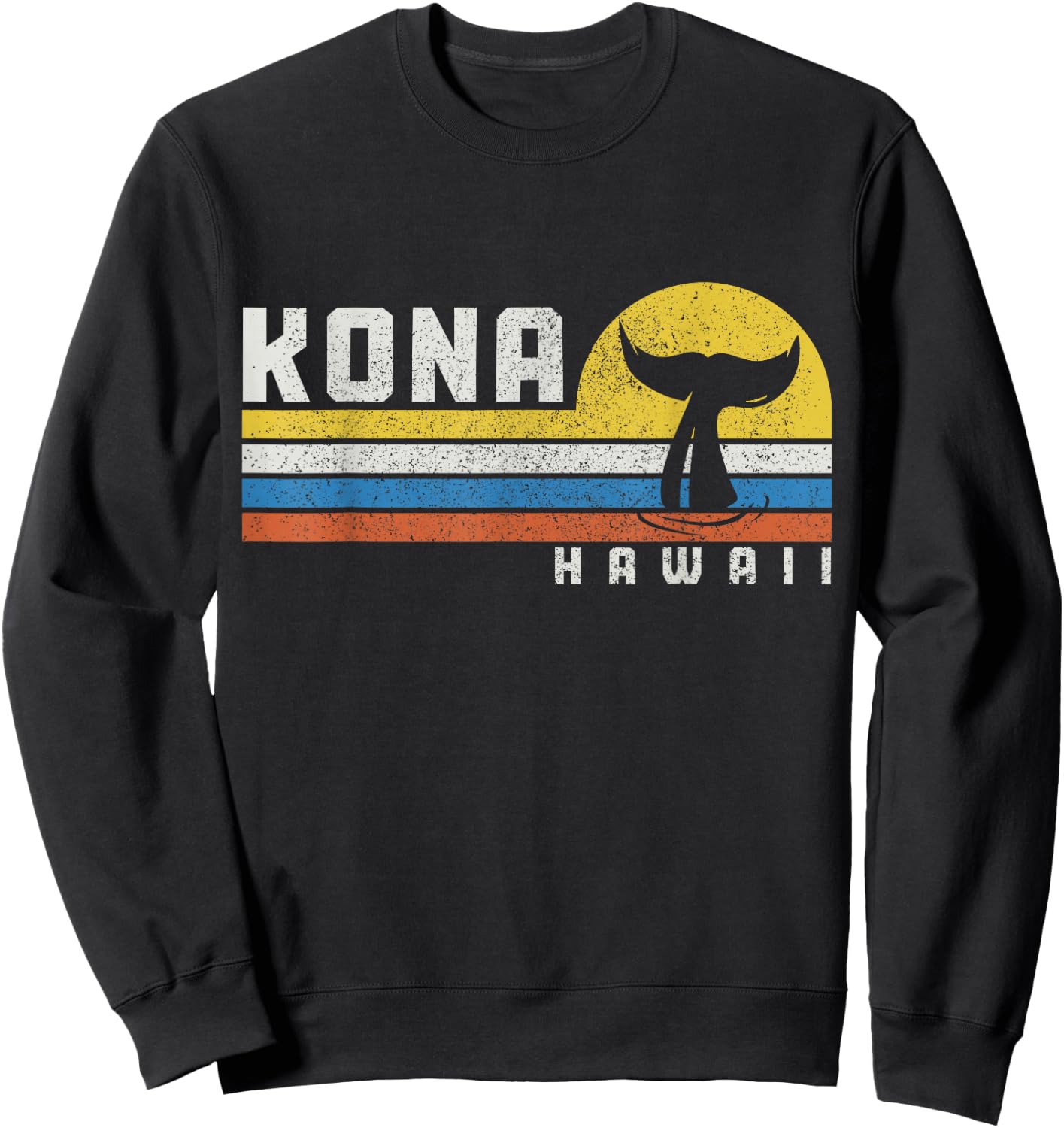 Kona Hawaii Vintage Hawaiian Islands Whale Watching Sweatshirt - Sweatshirt | Black