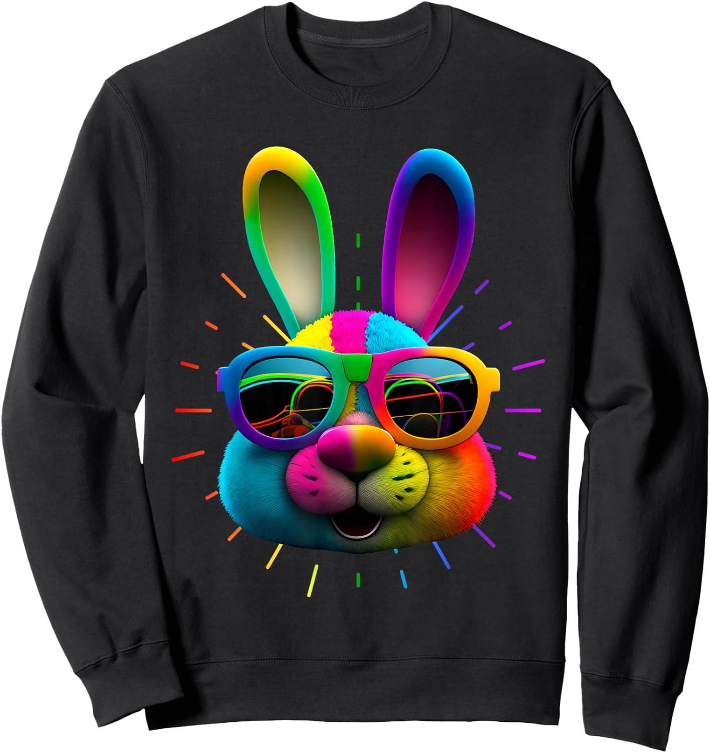 Hasengesicht Cooler Osterhase mit Brille Ostern Bunny Schwarz Klein Erwachsene Oster Sweatshirt - Sweatshirt | Black