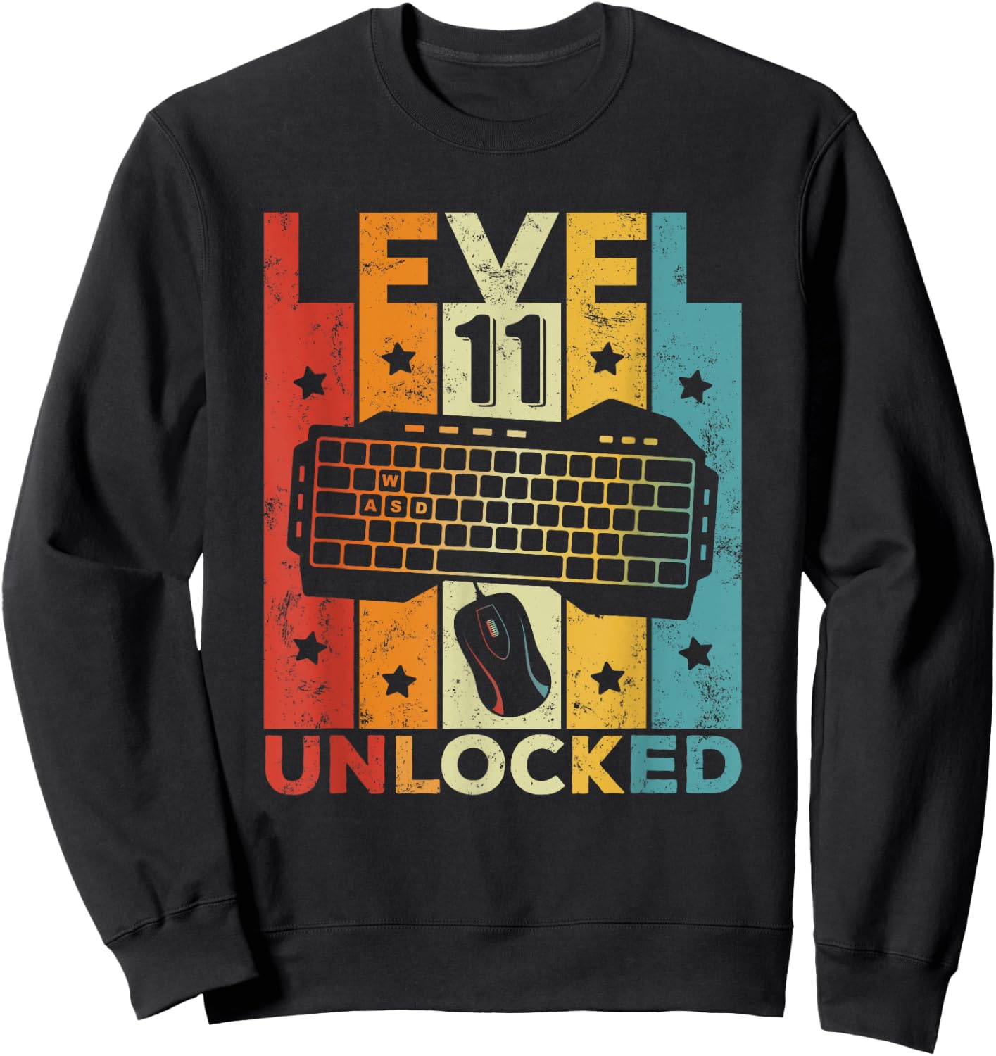 Level 11 Unlocked Gaming Keyboard 11 Birthday Boy Girl Gamer Sweatshirt - Sweatshirt | Black