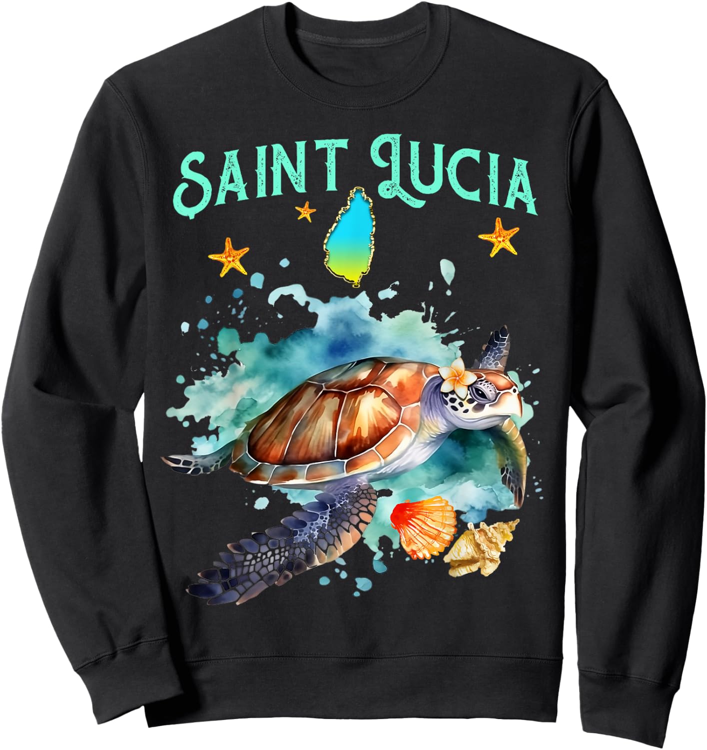 Tortue Marine De L'île De Sainte-Lucie Homme Femme Enfant Sweatshirt - Sweatshirt | Black