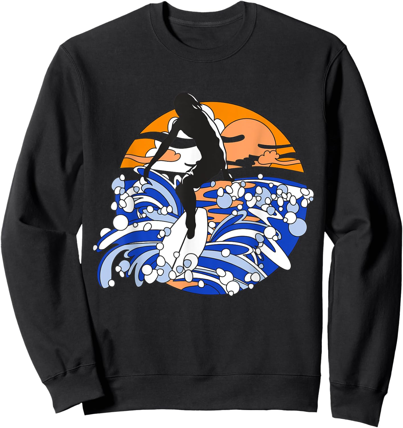 retro Surf Graphic - Vintage Retro Eighties Beach Men Women Kids Sweatshirt - Sweatshirt | Black