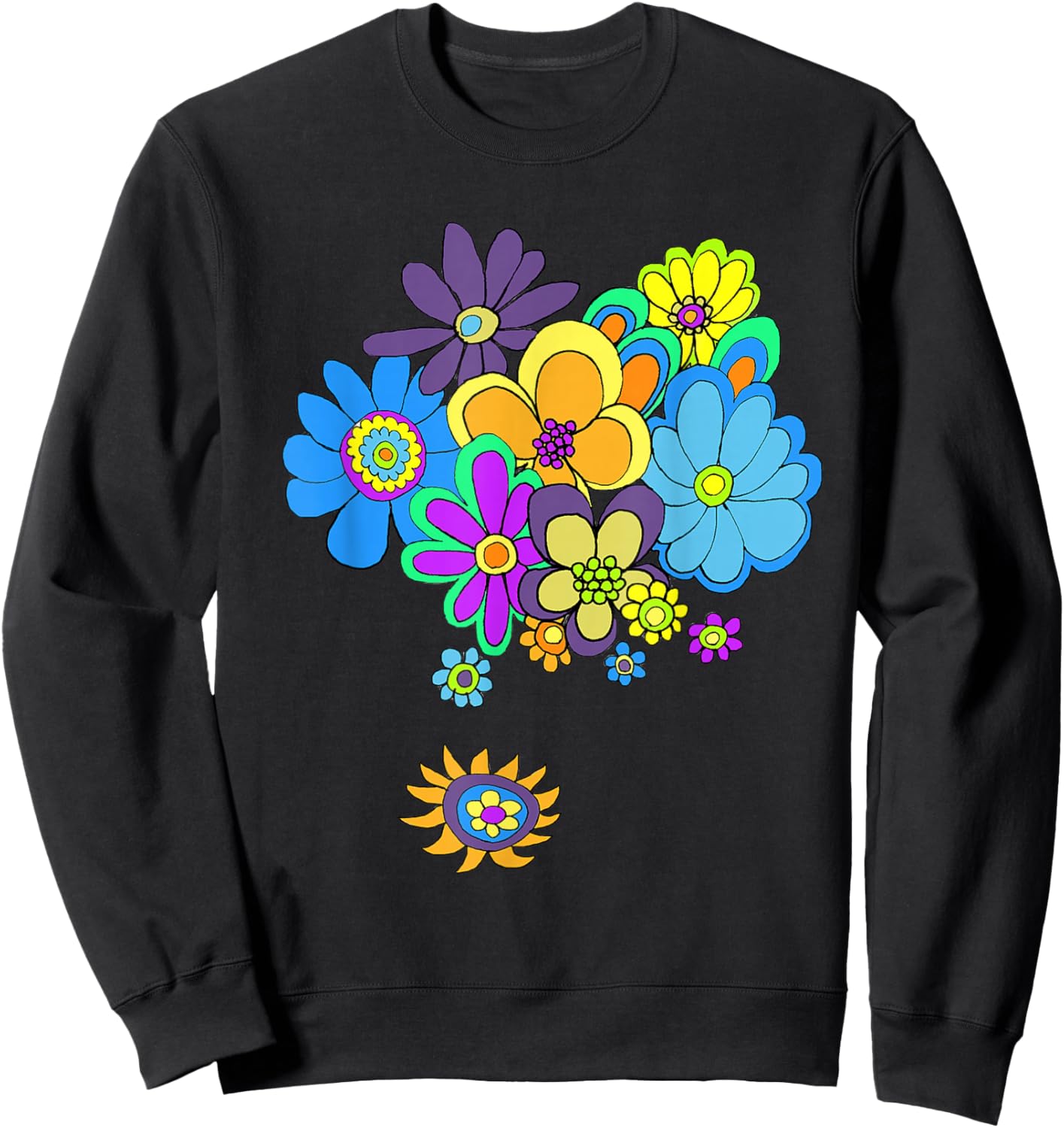 60s & 70s Retro Flower Power T Shirt Sweatshirt - Sweatshirt | Black