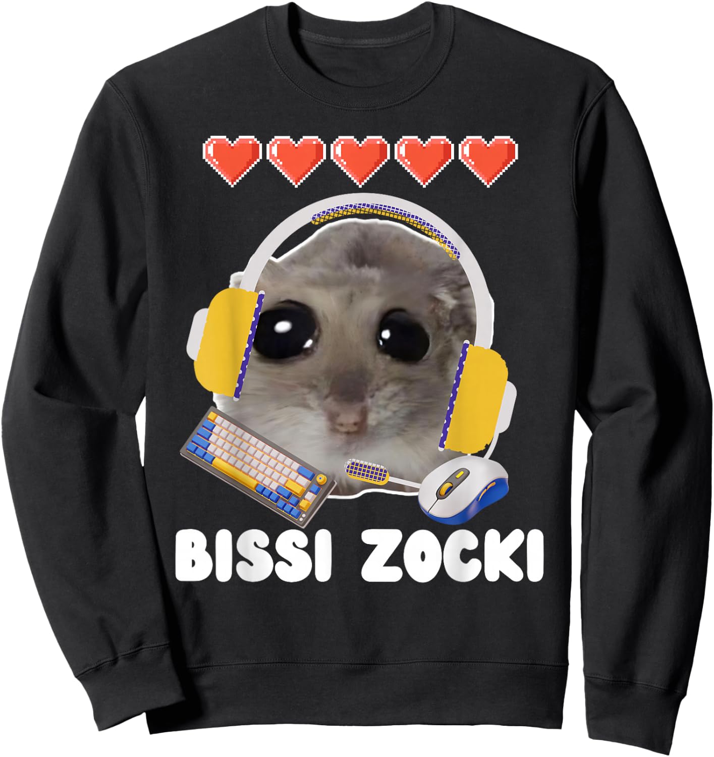 Bissi Zocki Funny Sad Hamster Cute Hamstie , black Sweatshirt - Sweatshirt | Black