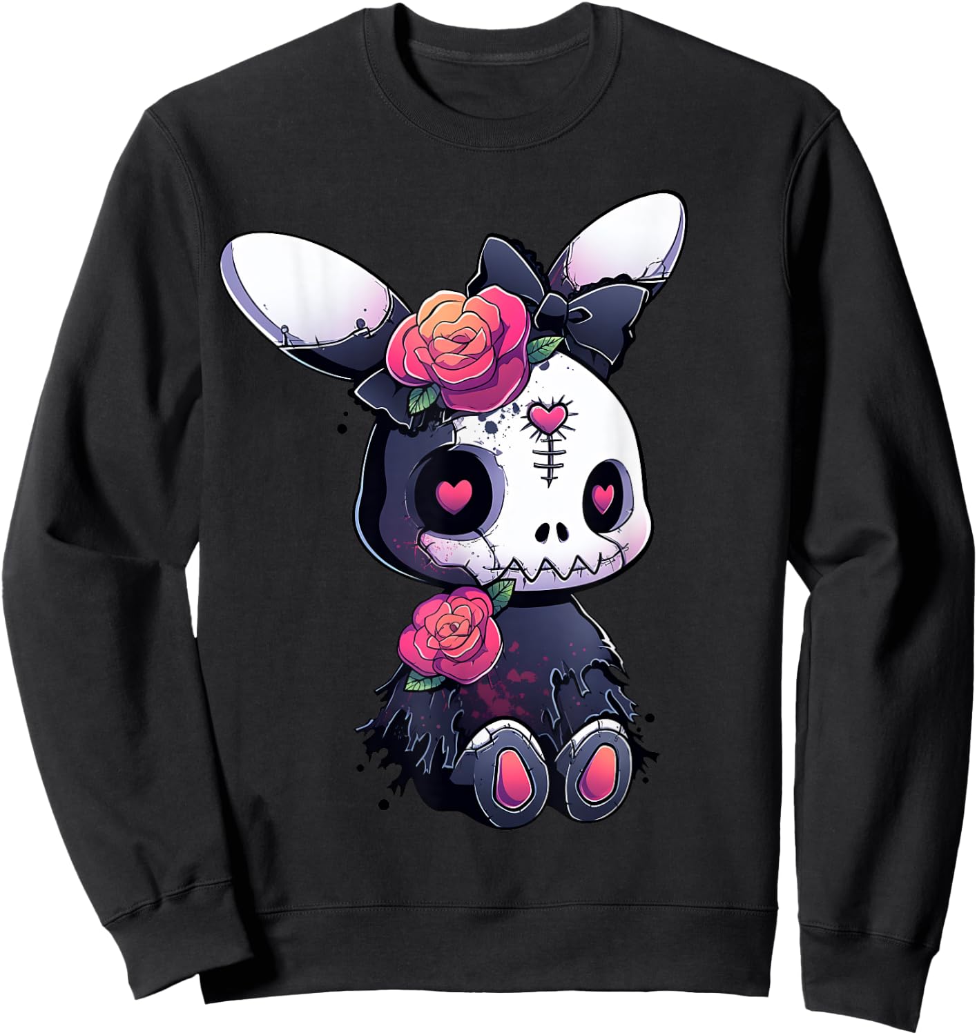 Goth Bunny E-Girl Kawaii Rabbit Cute Gothic Outfit Grunge Sweatshirt - Sweatshirt | Black