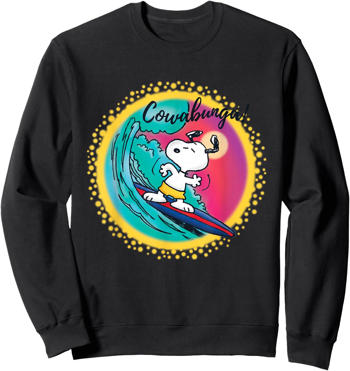 Peanuts Snoopy Surf Cowabunga Sweatshirt - Sweatshirt | Black