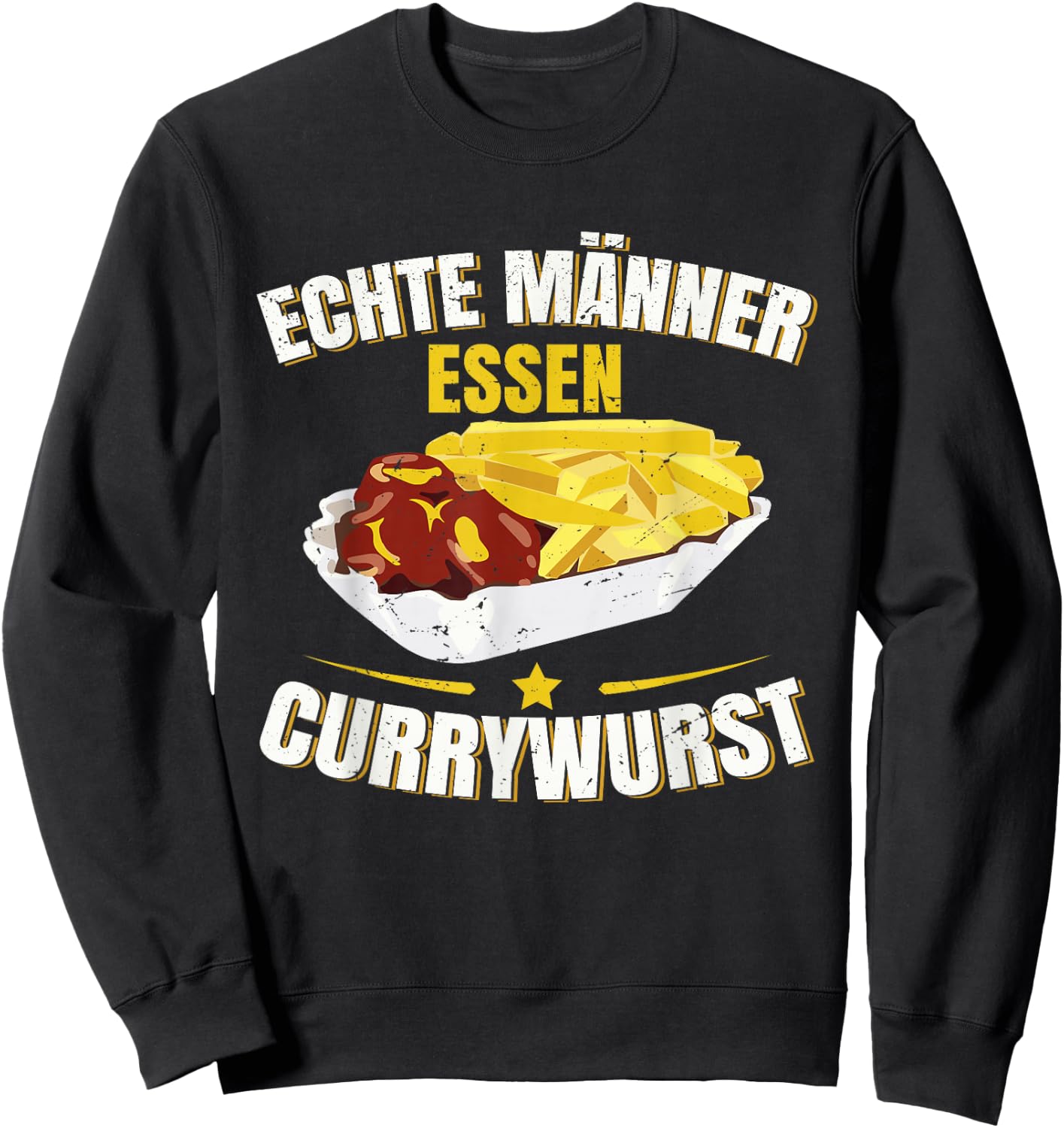 Echte Männer Essen Currywurst Pommes Sweatshirt - Sweatshirt | Black