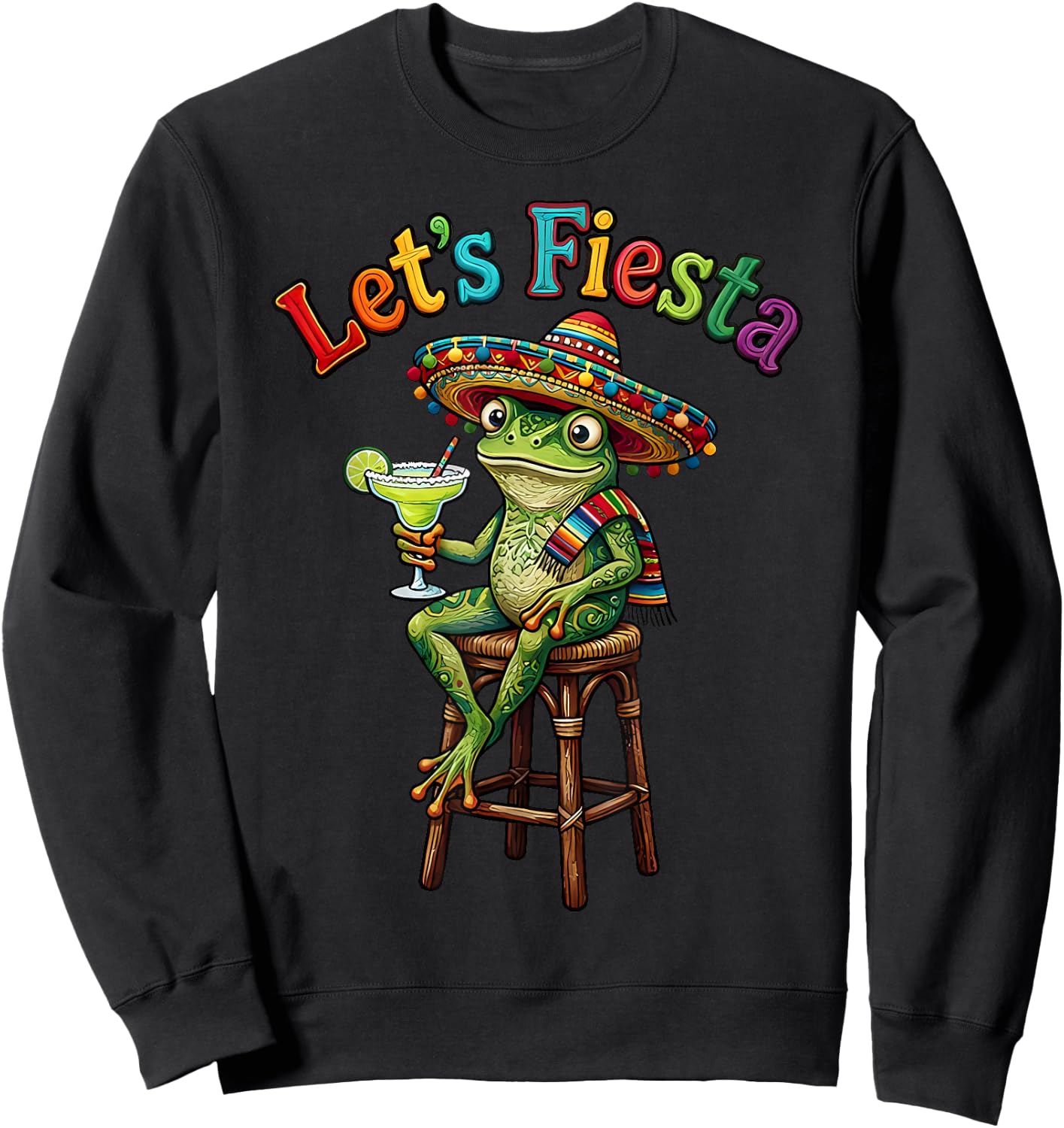 Let's Fiesta Frog Mexican Men Women Kids Cinco De Mayo Sweatshirt - Sweatshirt | Black