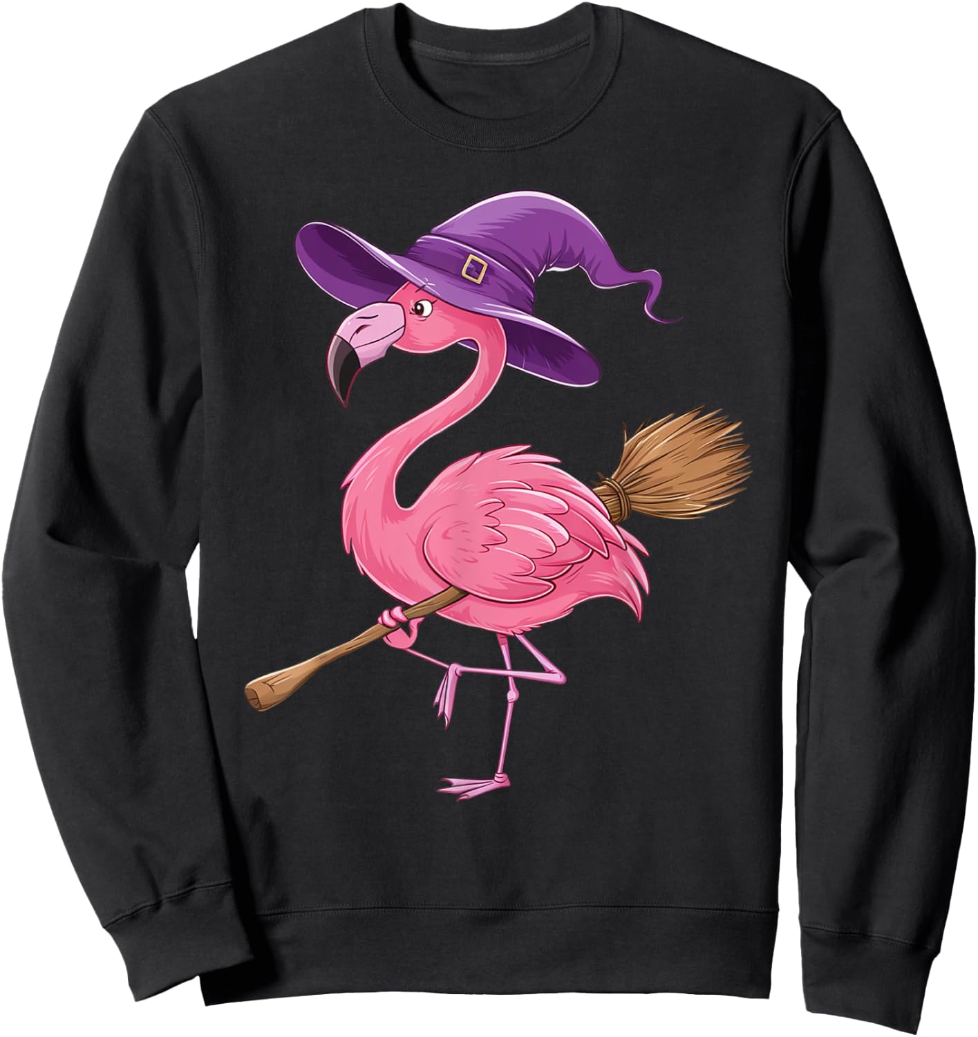 Halloween Flamingo Witch Hats Scary Costumes Men Women Kids Sweatshirt - Sweatshirt | Black