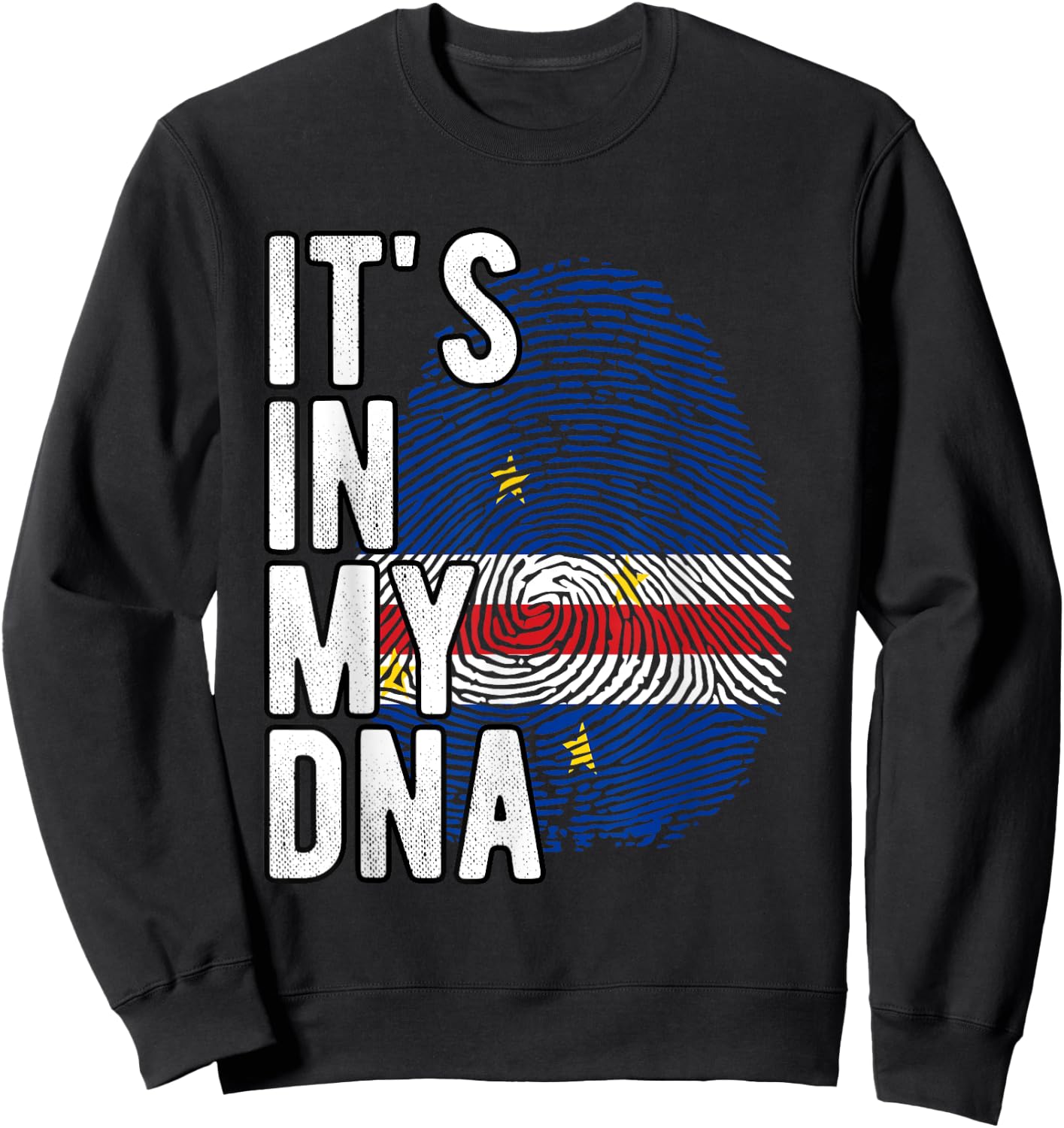 Funny It's in my DNA Flag Cape Verde Fingerprint , Black, S Sweatshirt - Sweatshirt | Black