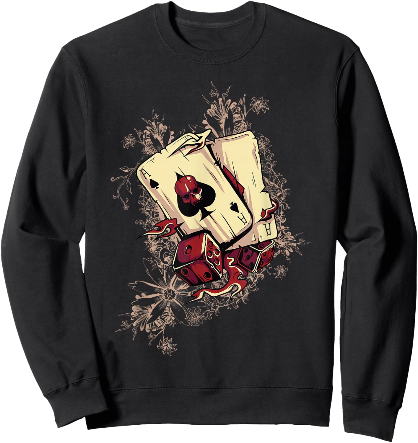 Player - Dice Demonic Poker Card , Black Sweatshirt - Sweatshirt | Black