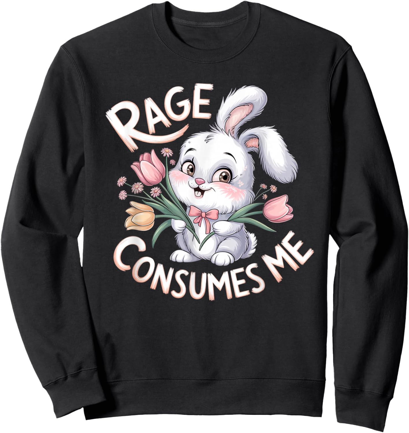 Bunny Rage Consumes Me Bunny Rabbit Sweatshirt - Sweatshirt | Black