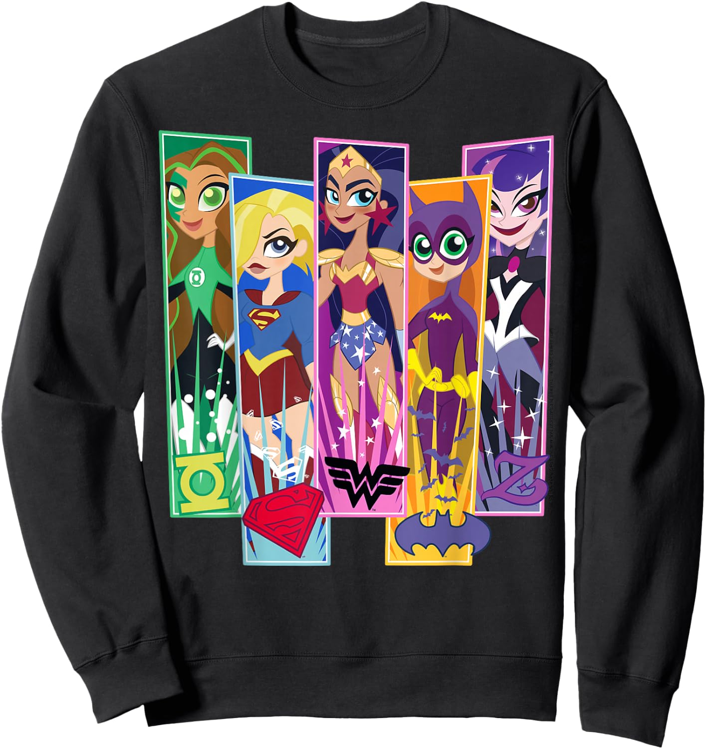 DC Comics Super Hero Girls Character Panels Sweatshirt - Sweatshirt | Black