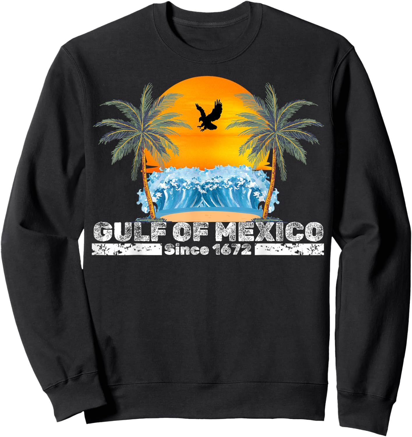 Gulf of Mexico Since 1672 Vintage Beach Gulf of Mexico Retro Sweatshirt - Sweatshirt | Black