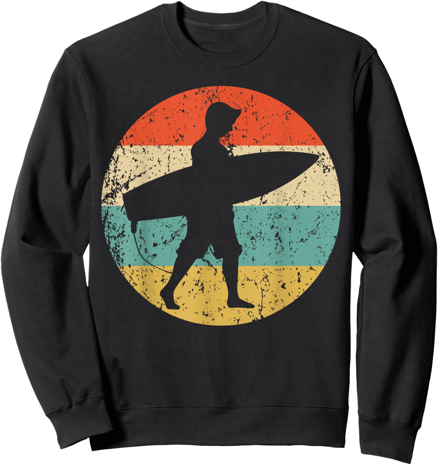 Surfer Silhouette Retro Surfing Sweatshirt - Sweatshirt | Black