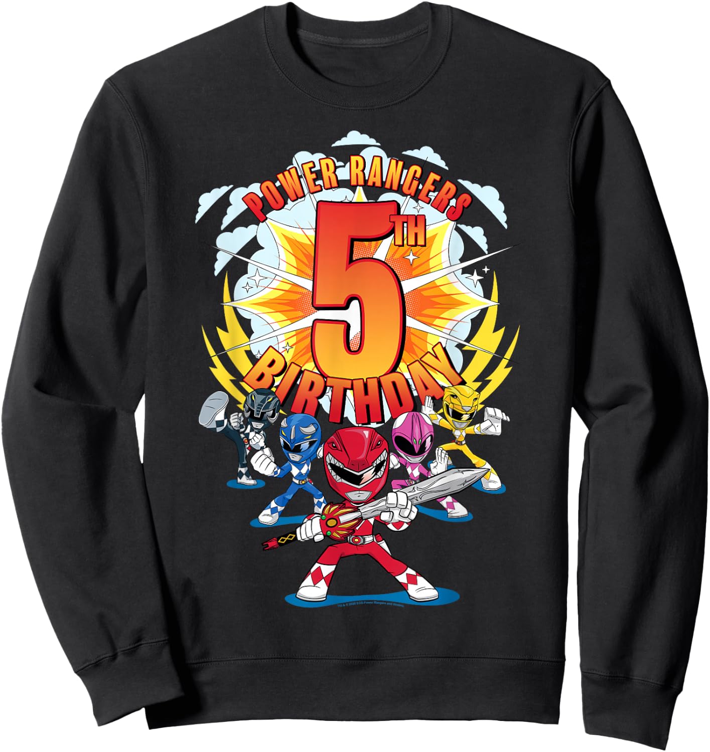 Power Rangers Awesome 5th Birthday Mini Action Shot Sweatshirt - Sweatshirt | Black