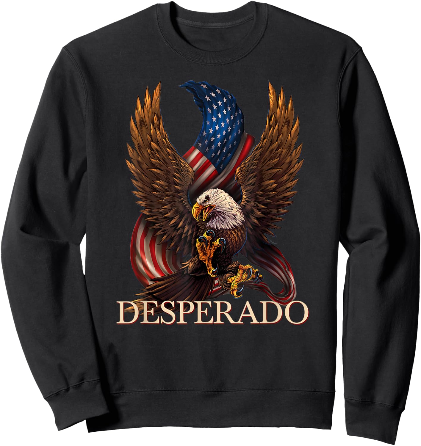 Desperado Cowboy Designs Store Desperado Cowboy Eagle - Black, , Short Sleeve, Letter Print, Modern, Casual Sweatshirt - Sweatshirt | Black