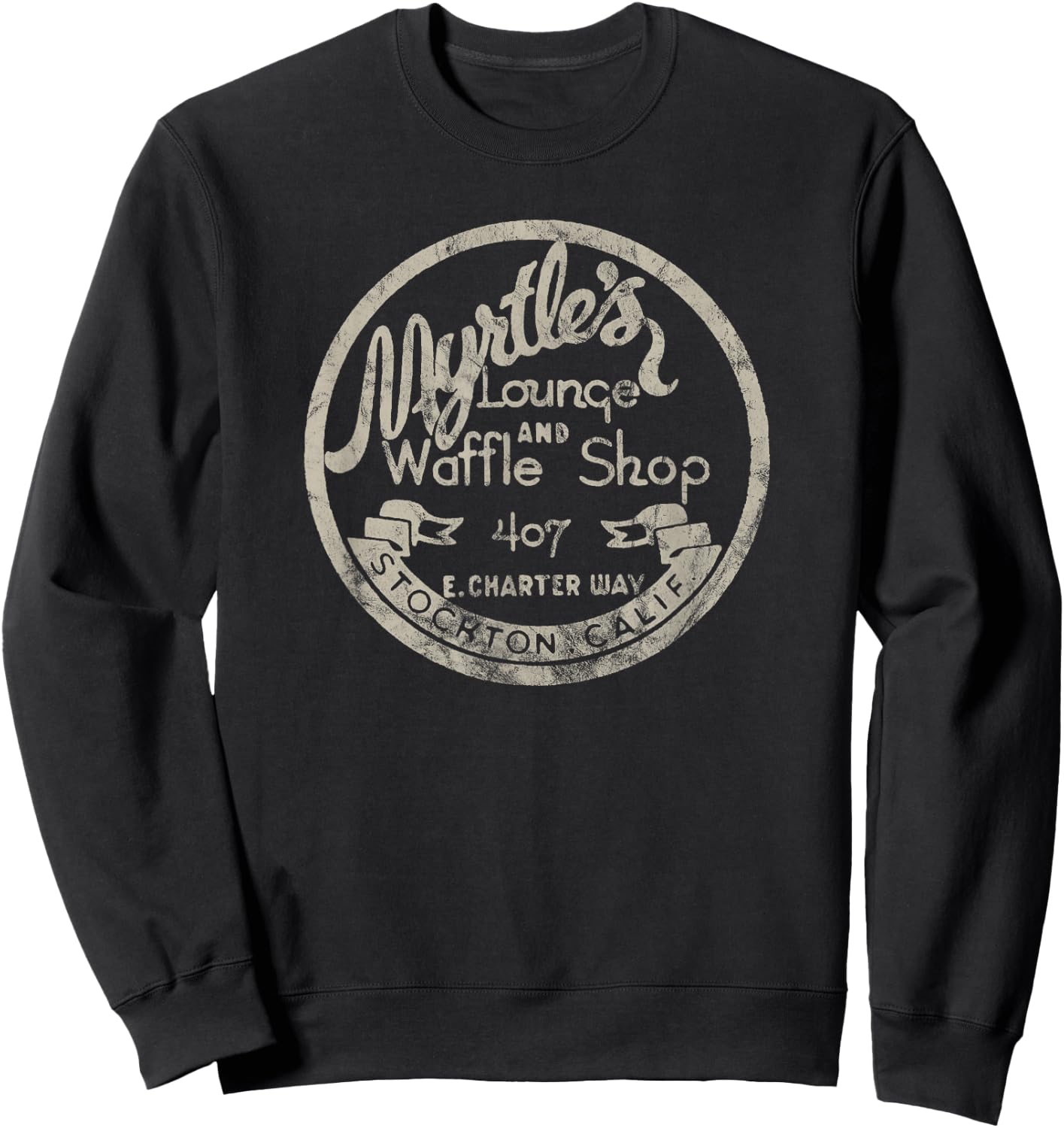 Stockton California Vintage Restaurant Bar Motel Advertising Sweatshirt - Sweatshirt | Black