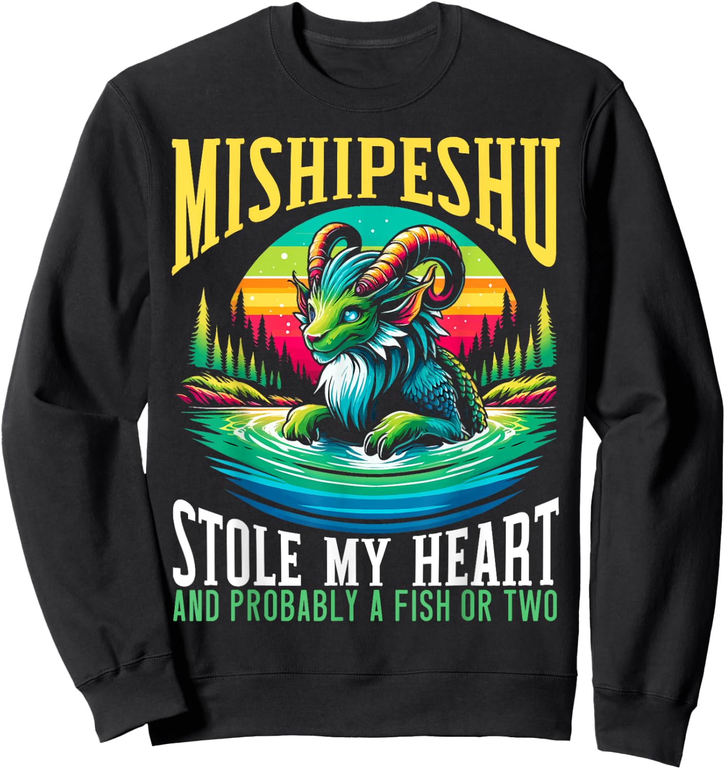 Mishipeshu Mythical Creature Cryptozoology Cryptid Sweatshirt - Sweatshirt | Black