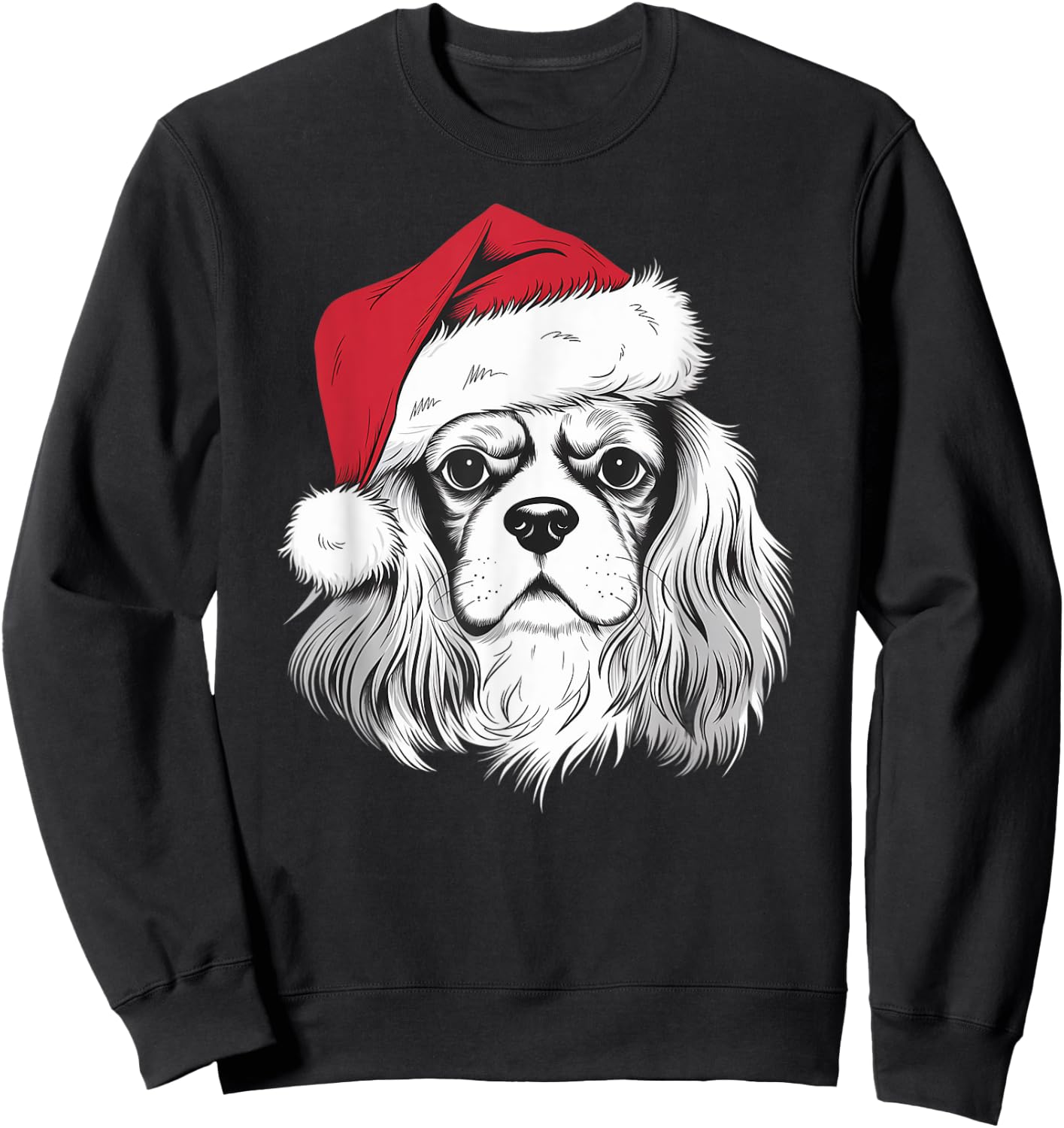 Cavalier Santa on Cavalier King Charles Spaniel Christmas Sweatshirt - Sweatshirt | Black