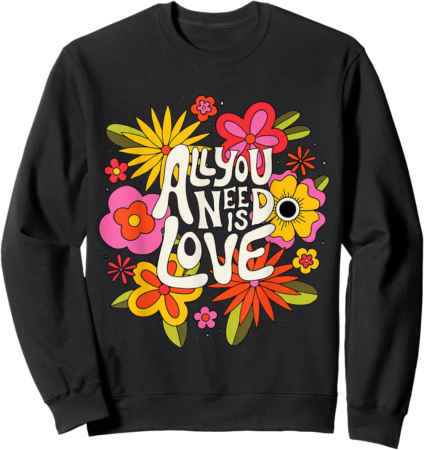 The Beatles - Retro Floral : Black, S, , Half-sleeve, Jumper, Beatles Fans All Ages Sweatshirt - Sweatshirt | Black