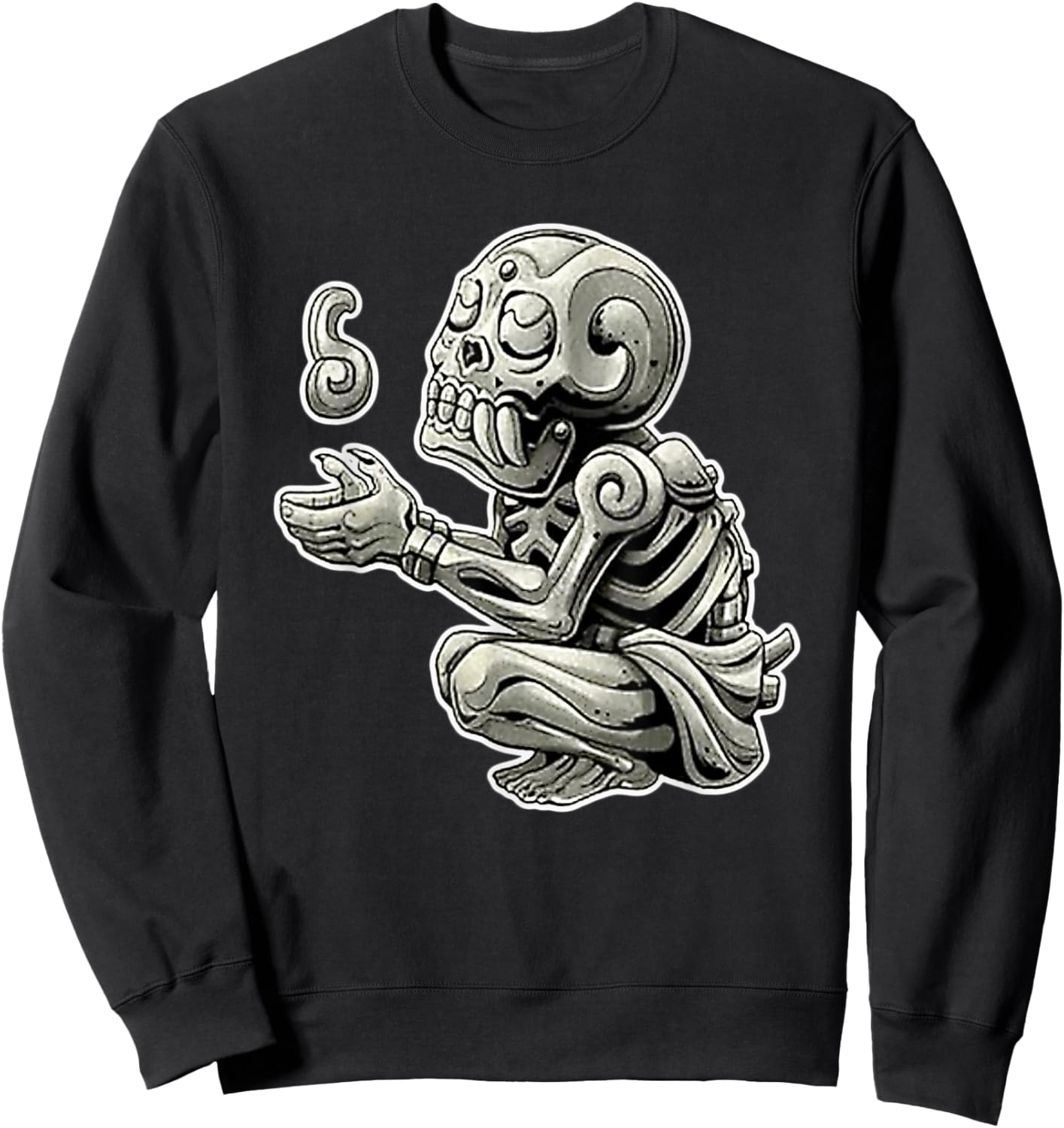 Mictlantecuhtli Aztec god of Death Mayan Blackwork Sweatshirt - Sweatshirt | Black