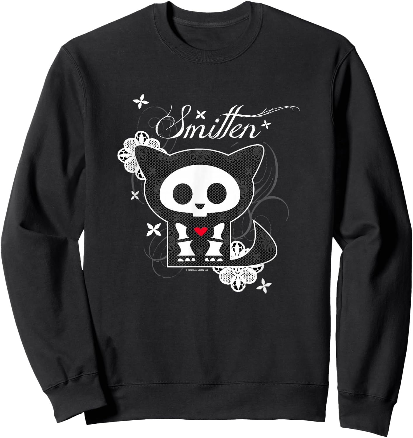Skelanimals Kit The Cat Smitten Lace Floral Portrait Logo Sweatshirt - Sweatshirt | Black