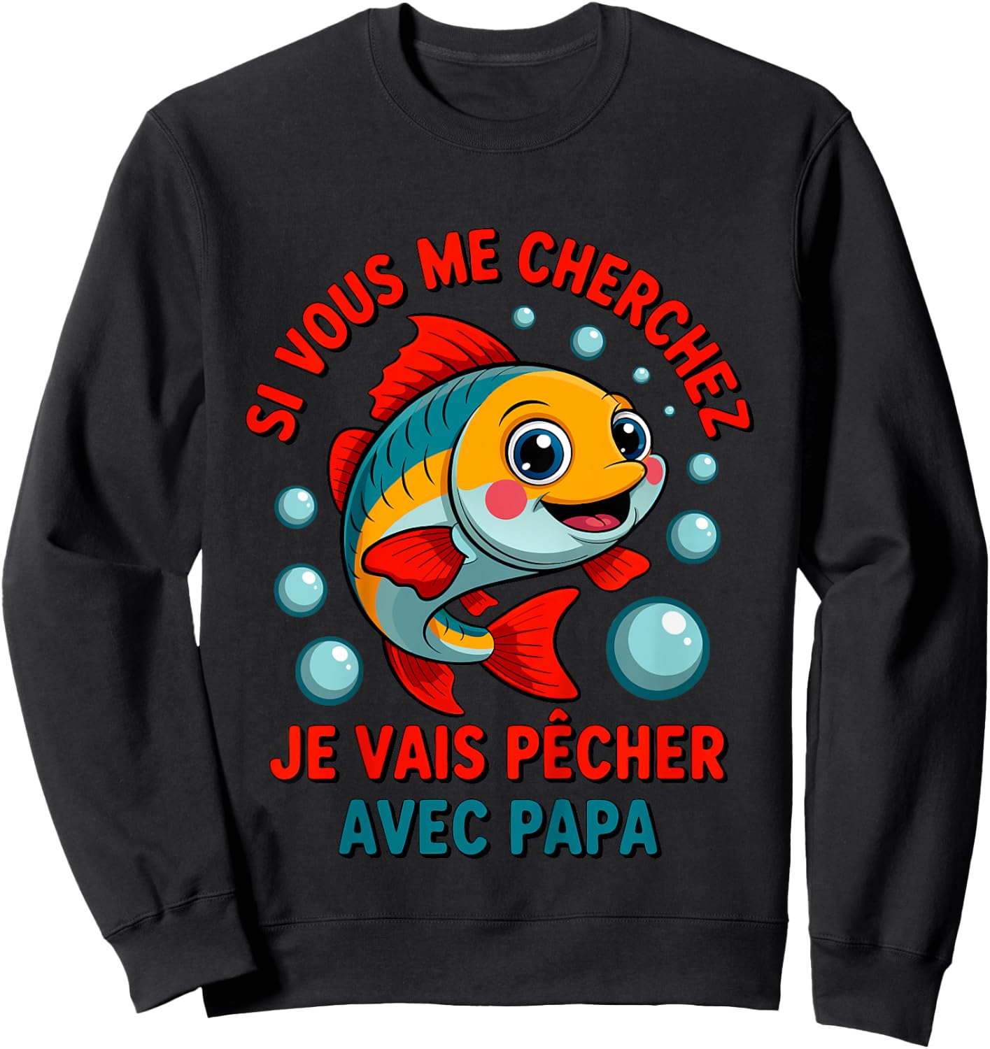 Enfant Pêche avec papa drôle de poisson qui saute Sweatshirt - Sweatshirt | Black