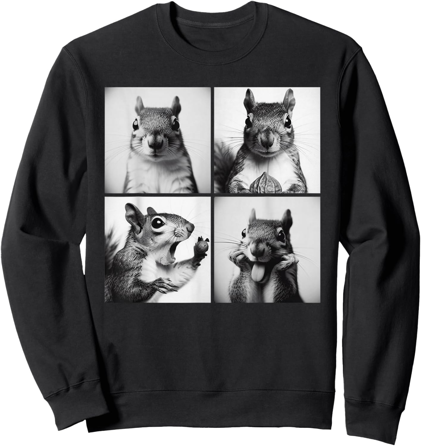 Photobooth Funny Animal Squirrel Vintage Selfie Photoshoots Sweatshirt - Sweatshirt | Black