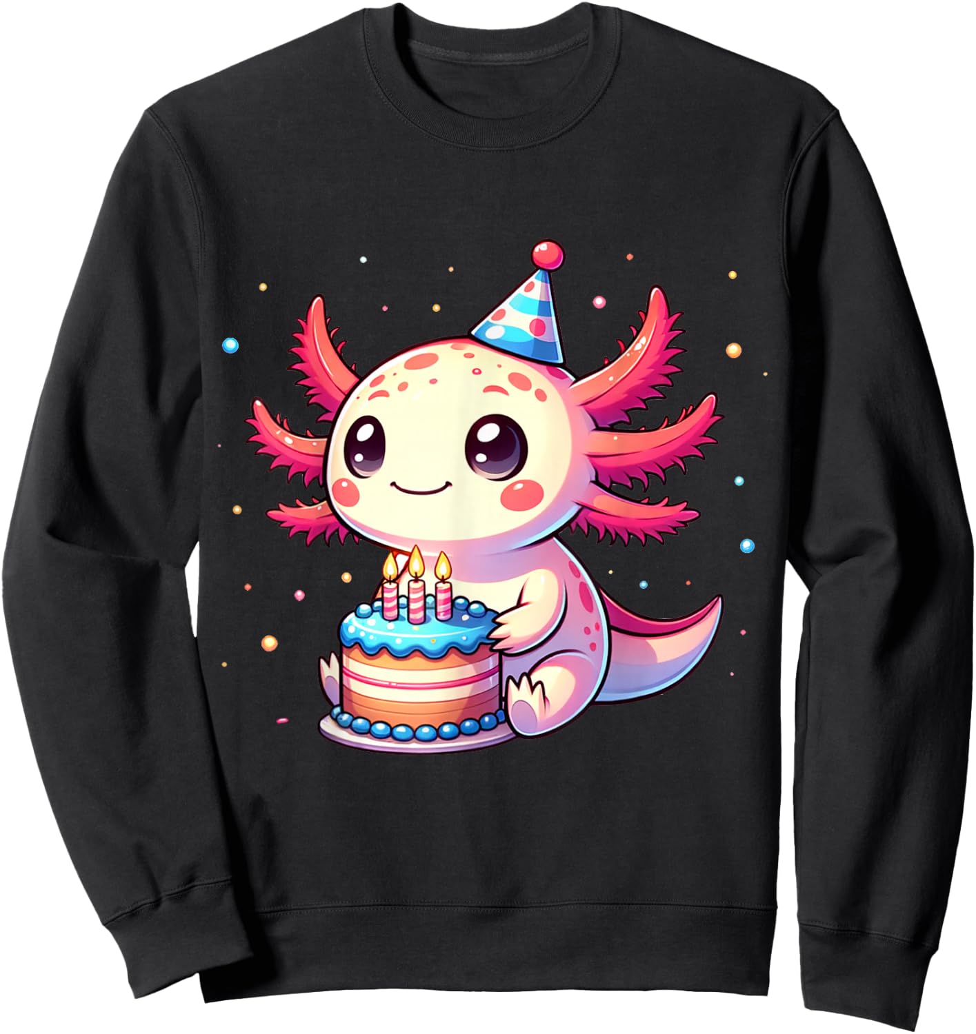 Funny Axolotl Birthday Party Design For Axolotl Lover Sweatshirt - Sweatshirt | Black