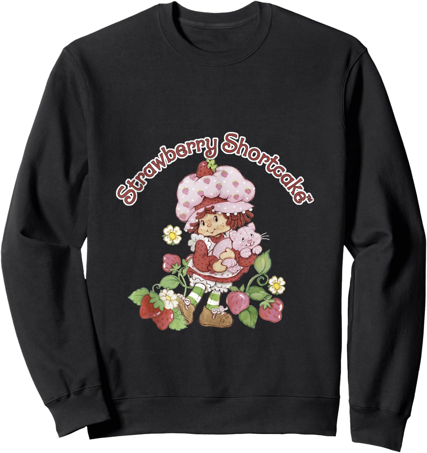 Strawberry Shortcake & Custard Berry Cute Vintage Sweatshirt - Sweatshirt | Black