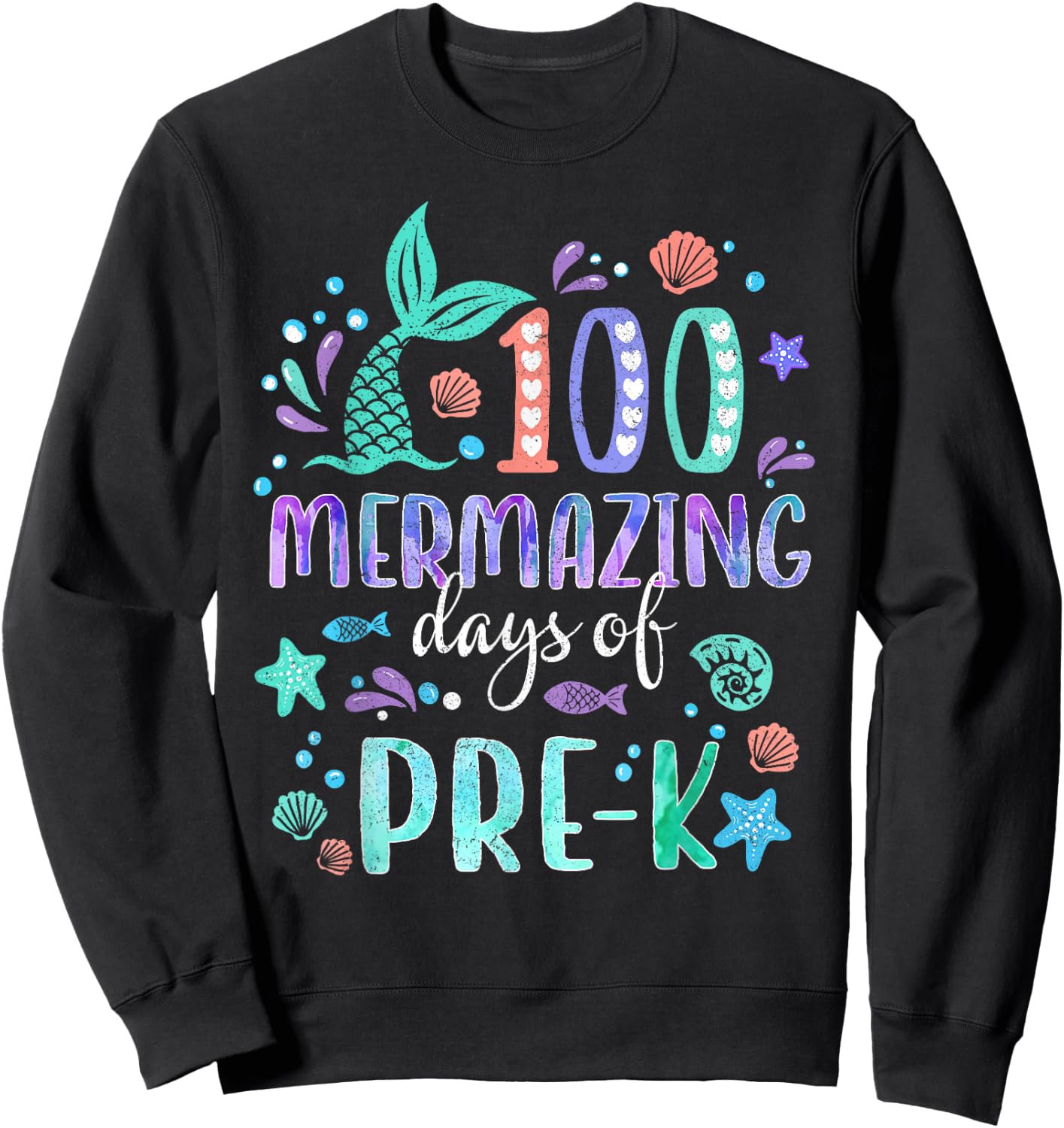 100th Day Mermaid Tail 100 Mermazing Days Of Pre-K Kids Sweatshirt - Sweatshirt | Black