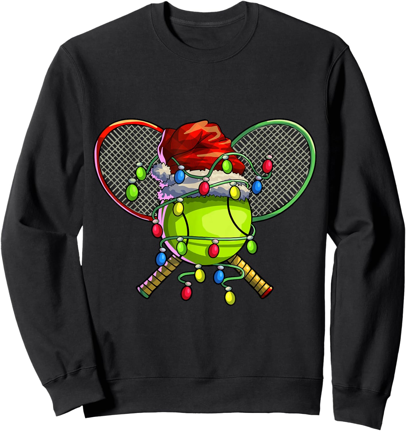Christmas Tennis Xmas Christmas Tree Lights Tennis Player Sweatshirt - Sweatshirt | Black