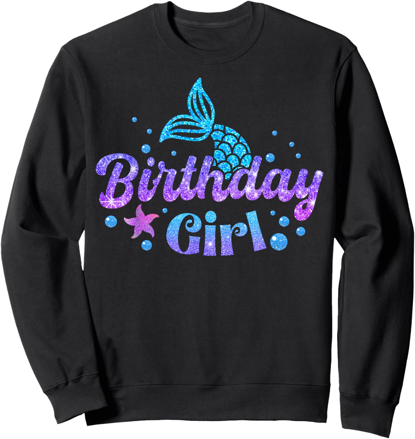 Mermaid Birthday Girls 1st 2nd 3rd 4th 5th BDay Kid Toddler Sweatshirt - Sweatshirt | Black