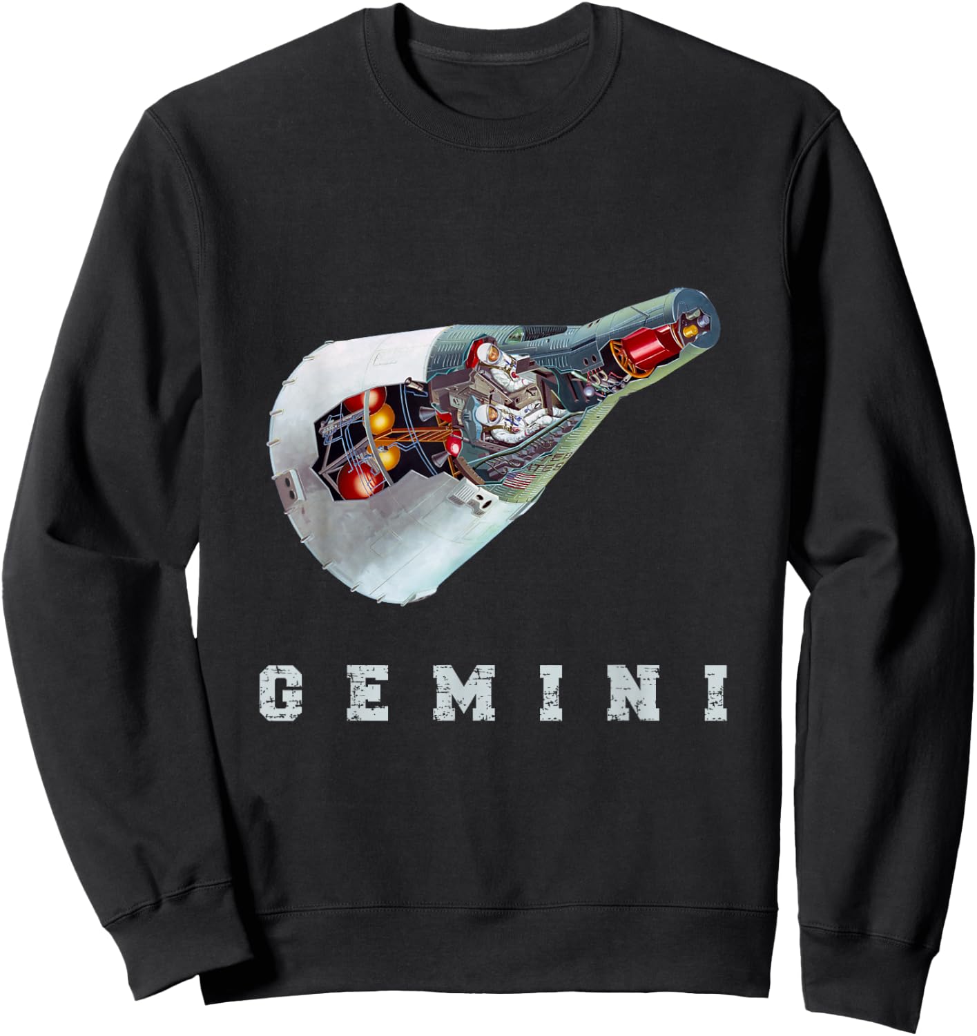 Gemini Retro Astronaut Space Capsule Sweatshirt - Sweatshirt | Black