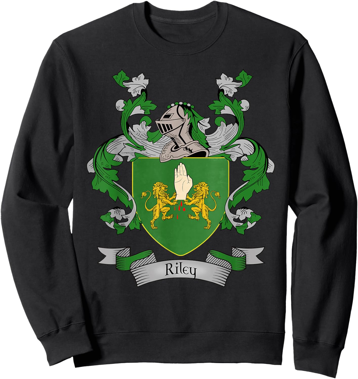 Riley Coat of Arms | Riley Surname Family Crest Sweatshirt - Sweatshirt | Black