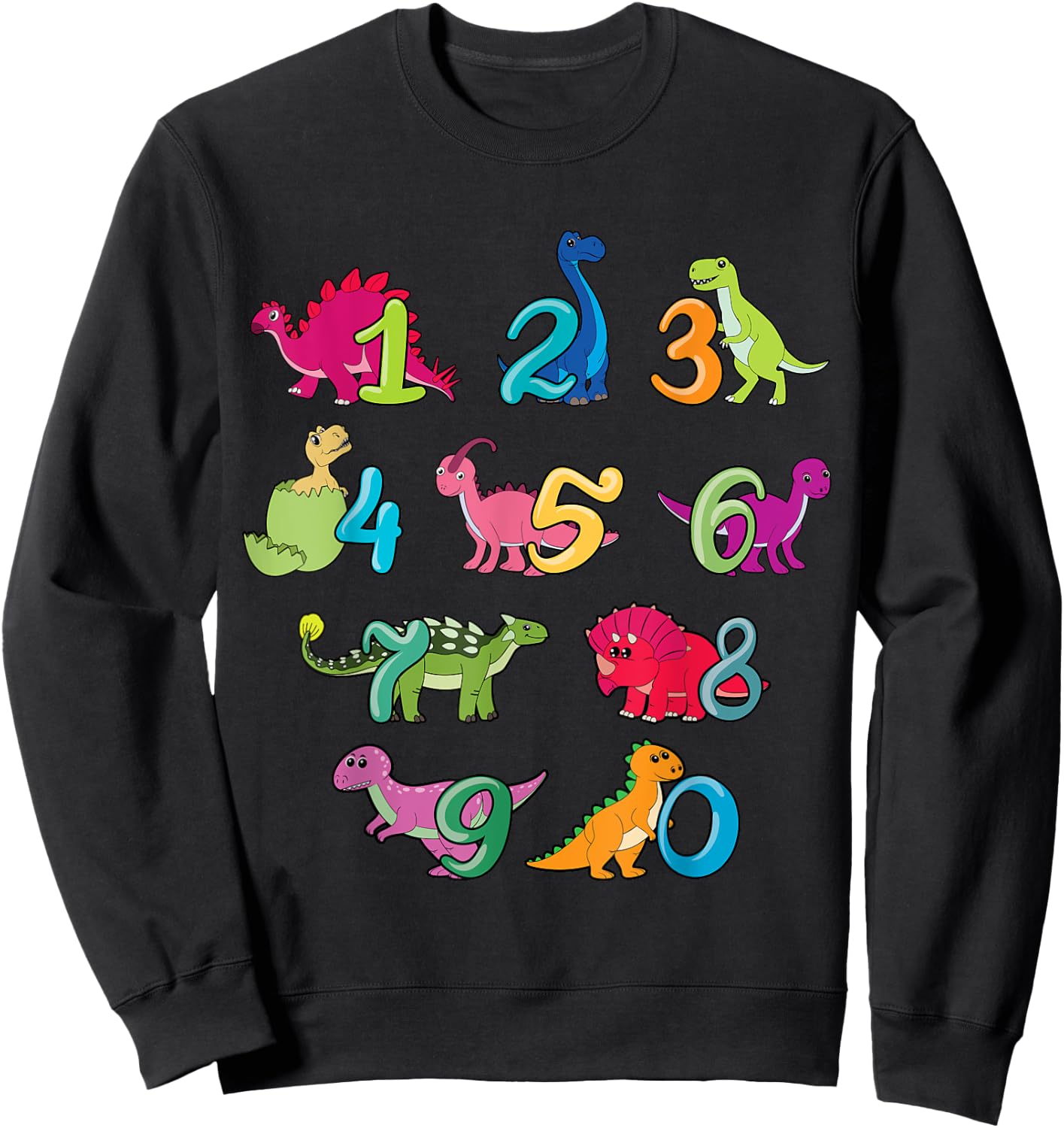 Dinosaurs Kawaii Cute Numbers Love Maths Day Numbers Day Sweatshirt - Sweatshirt | Black