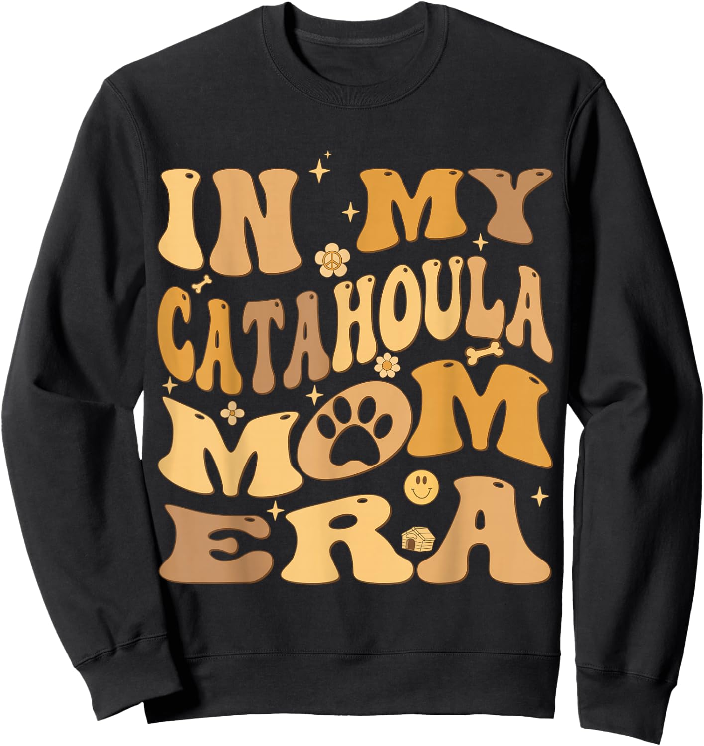In My Catahoula Mom Era Groovy Catahoula Leopard Dog Owner Sweatshirt - Sweatshirt | Black