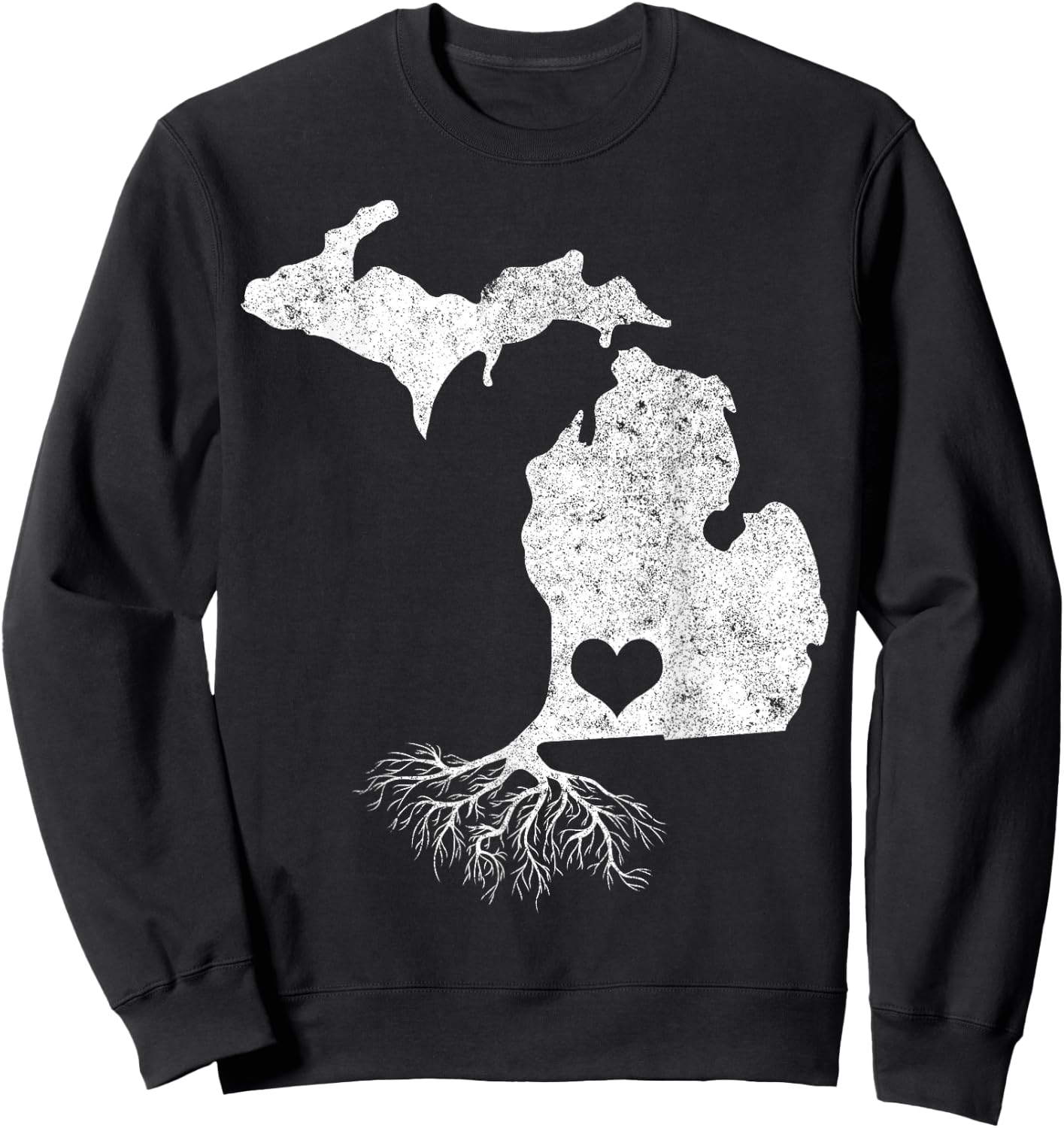 Michigan Roots Shirt: I Love Michigan With Roots Sweatshirt - Sweatshirt | Black