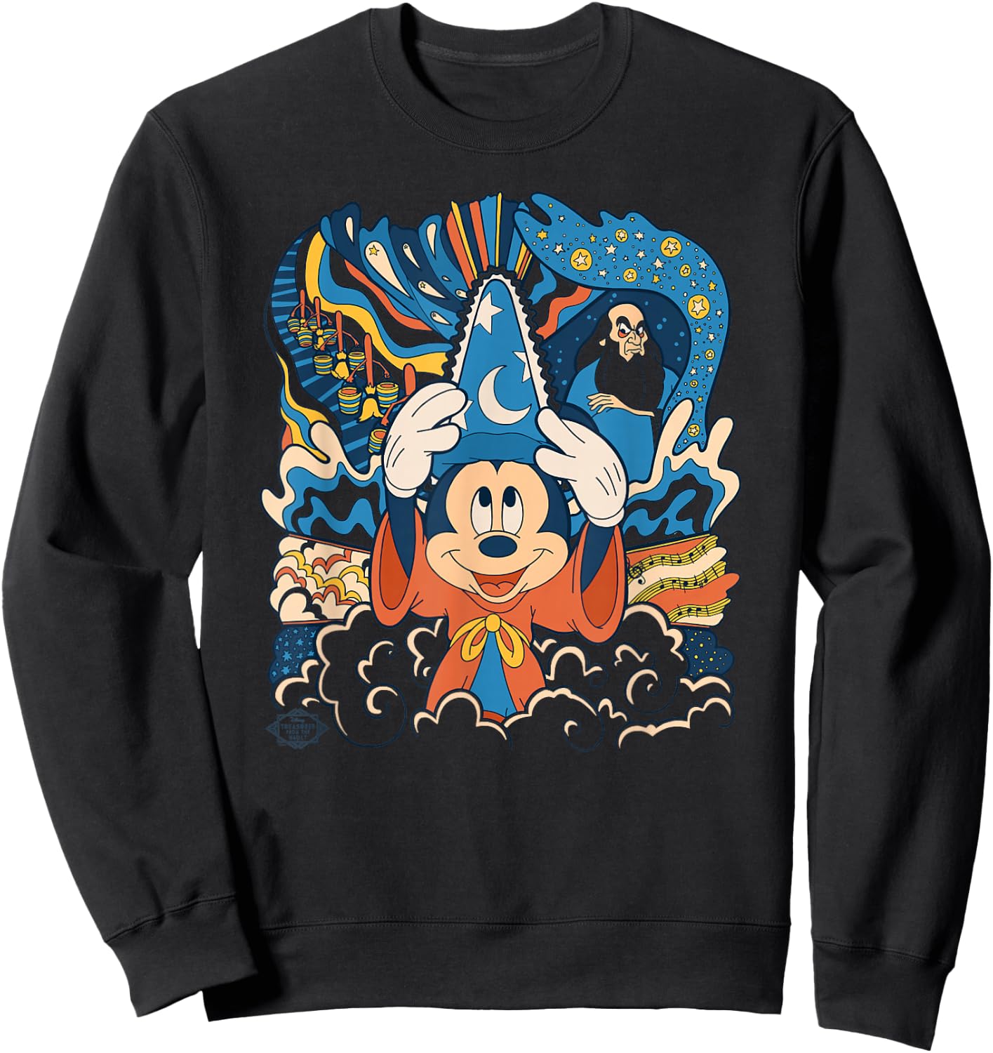 Disney Fantasia Mickey Mouse Sorcerer’s Apprentice Retro Sweatshirt - Sweatshirt | Black