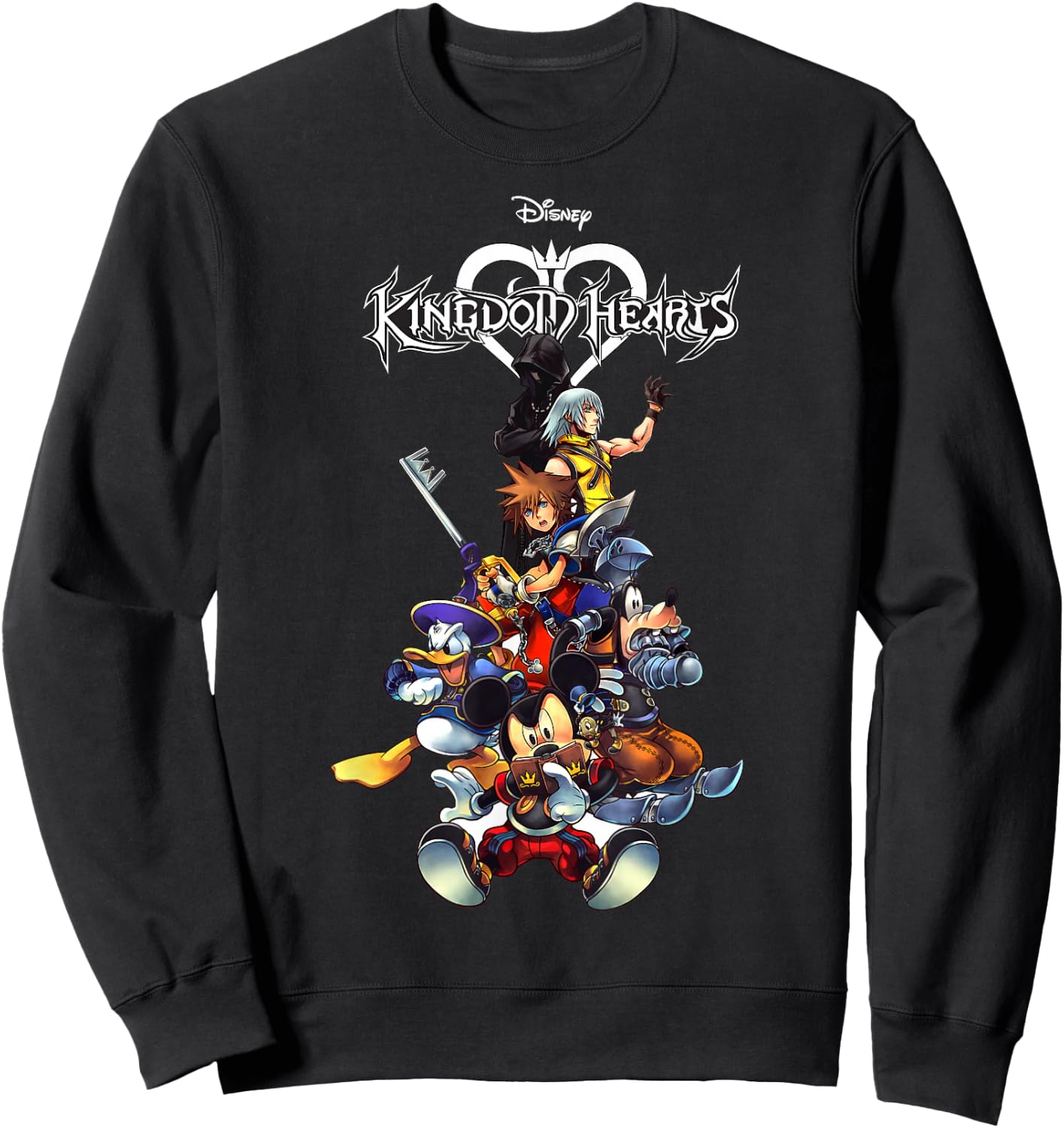 Disney Kingdom Hearts Group Shot Action Pose Logo Sweatshirt - Sweatshirt | Black