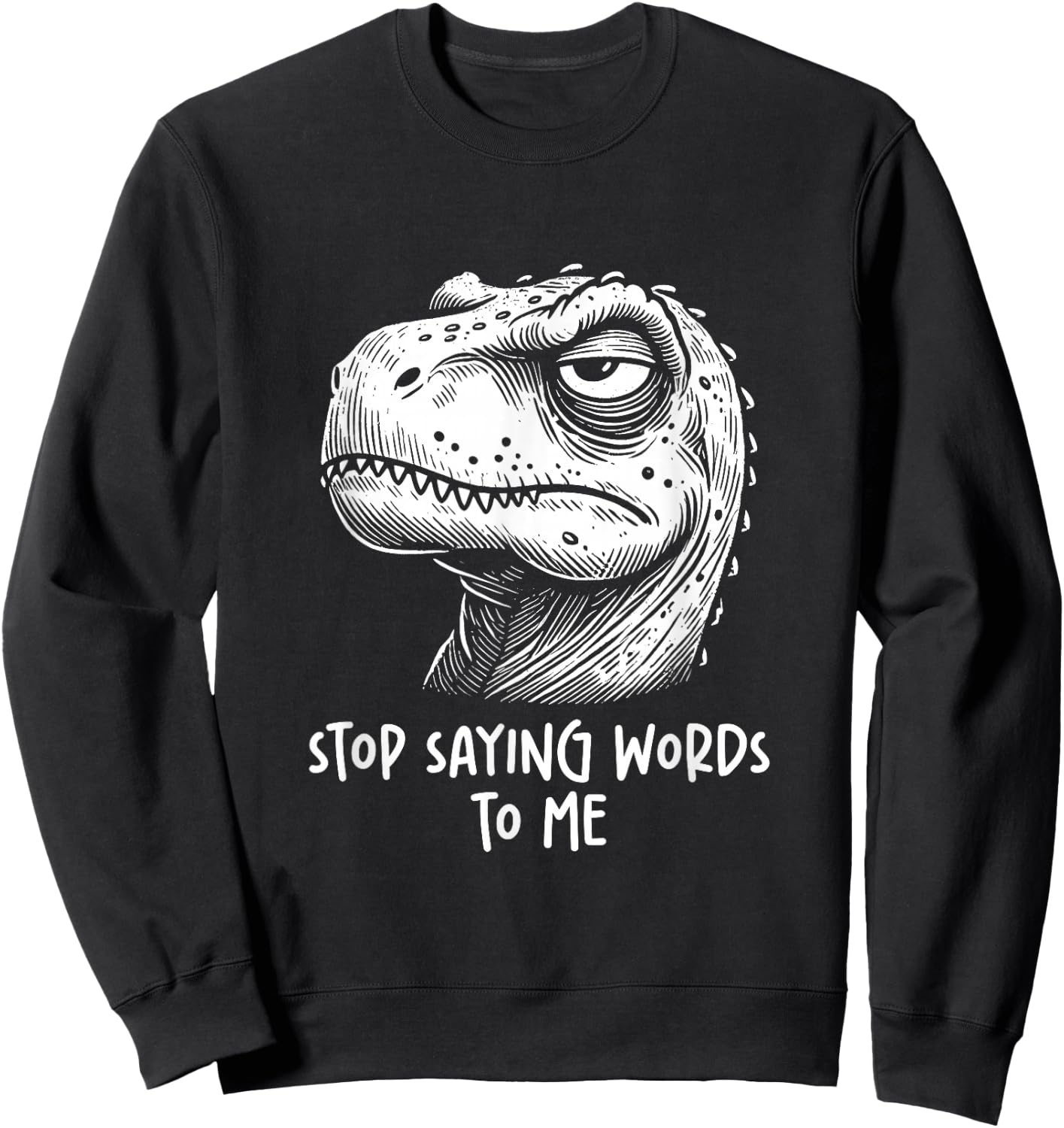 T-rex Dinosaur Stop Saying Words to Me Funny Sarcastic Sweatshirt - Sweatshirt | Black