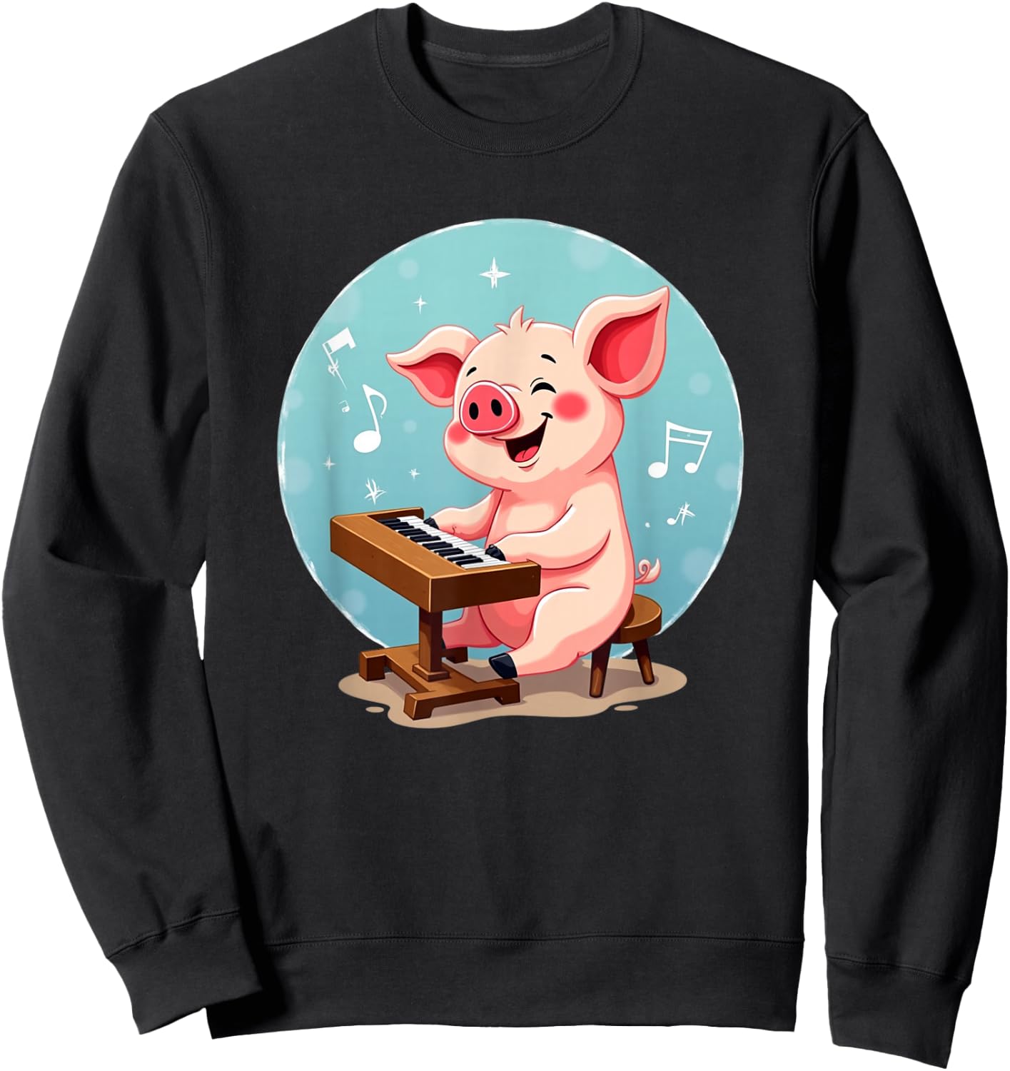 Piano Playing Pig Sweatshirt - Sweatshirt | Black
