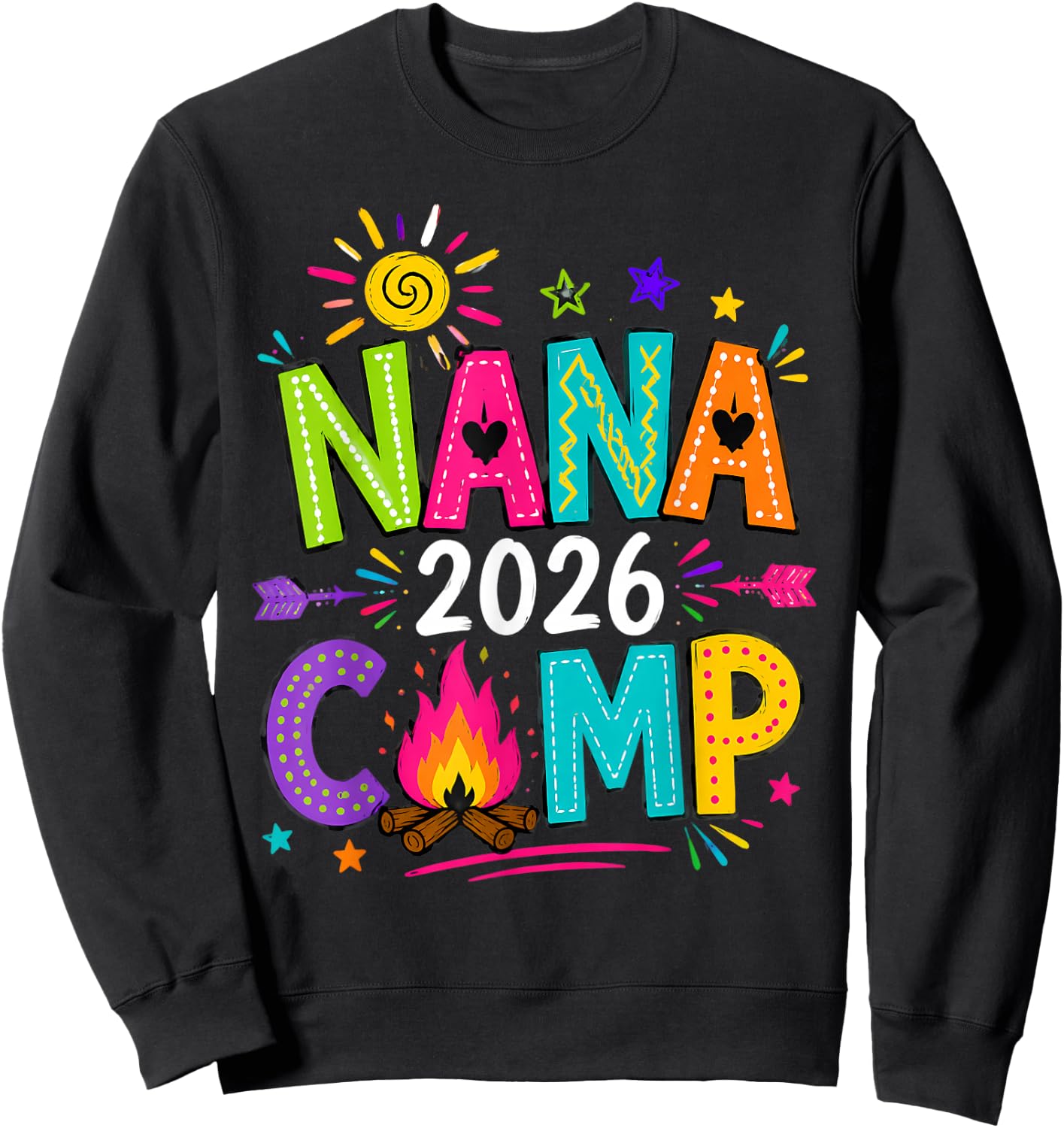 Nana Camp 2026 Family Summer Vacation Camping Crew Kids Sweatshirt - Sweatshirt | Black