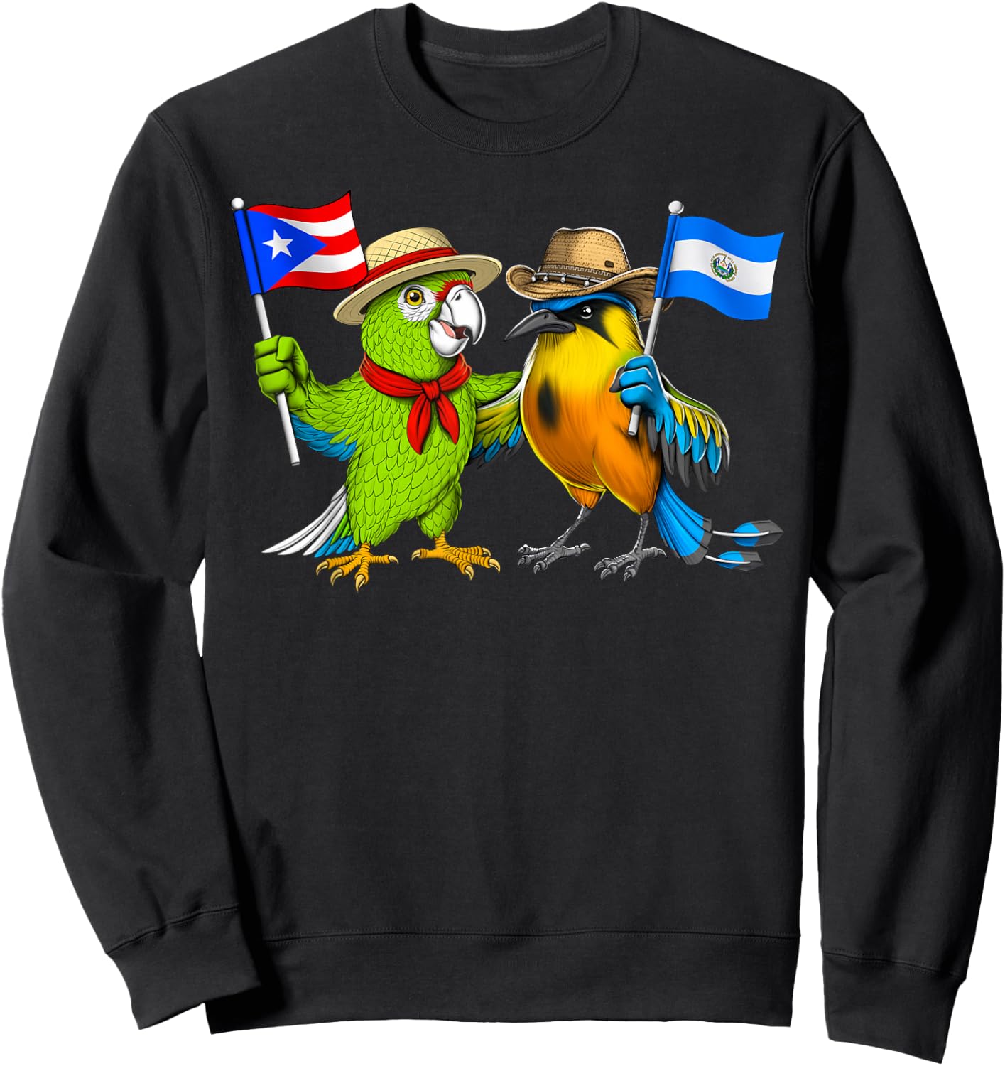 Puerto Rican Salvadoran Roots Puerto Rico El Salvador Flag Sweatshirt - Sweatshirt | Black