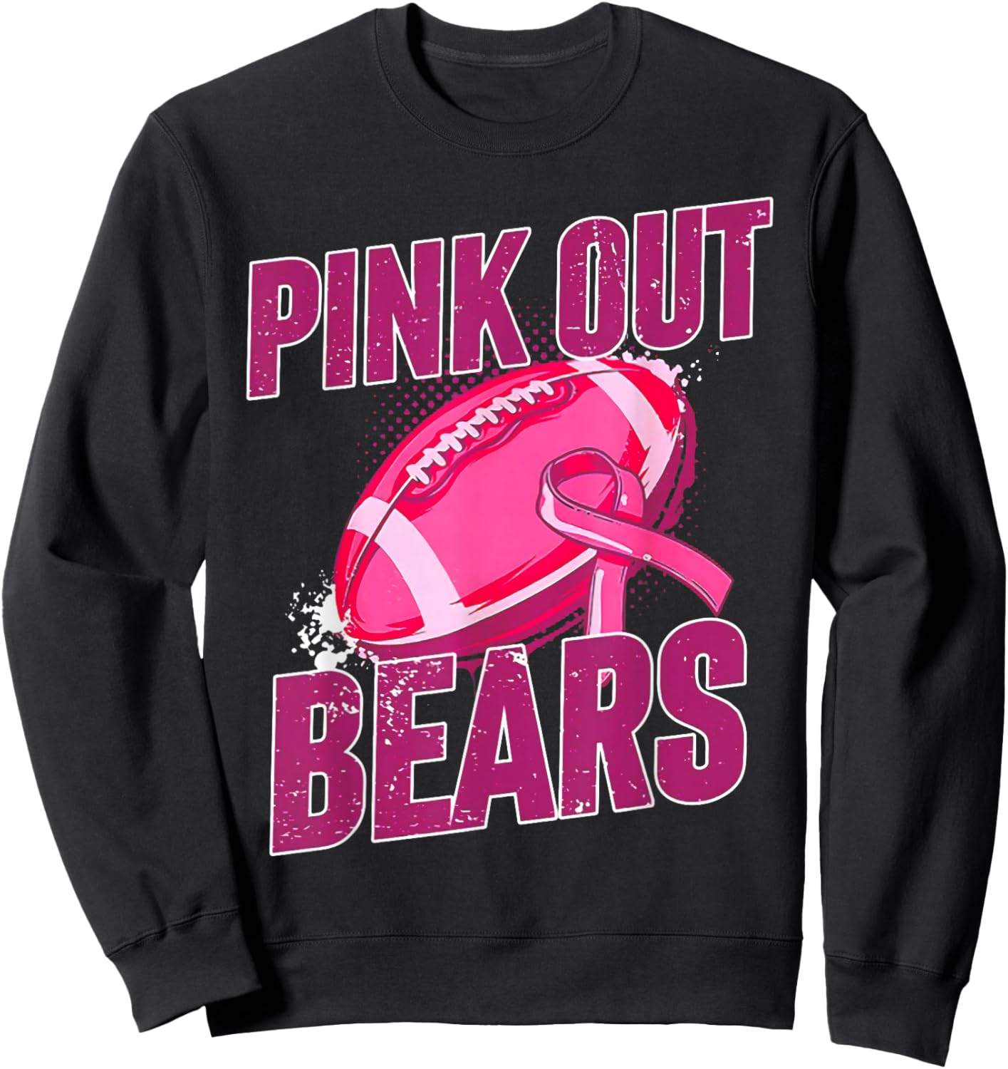 Bears Pink Out Football Tackle Breast Cancer Sweatshirt - Sweatshirt | Black